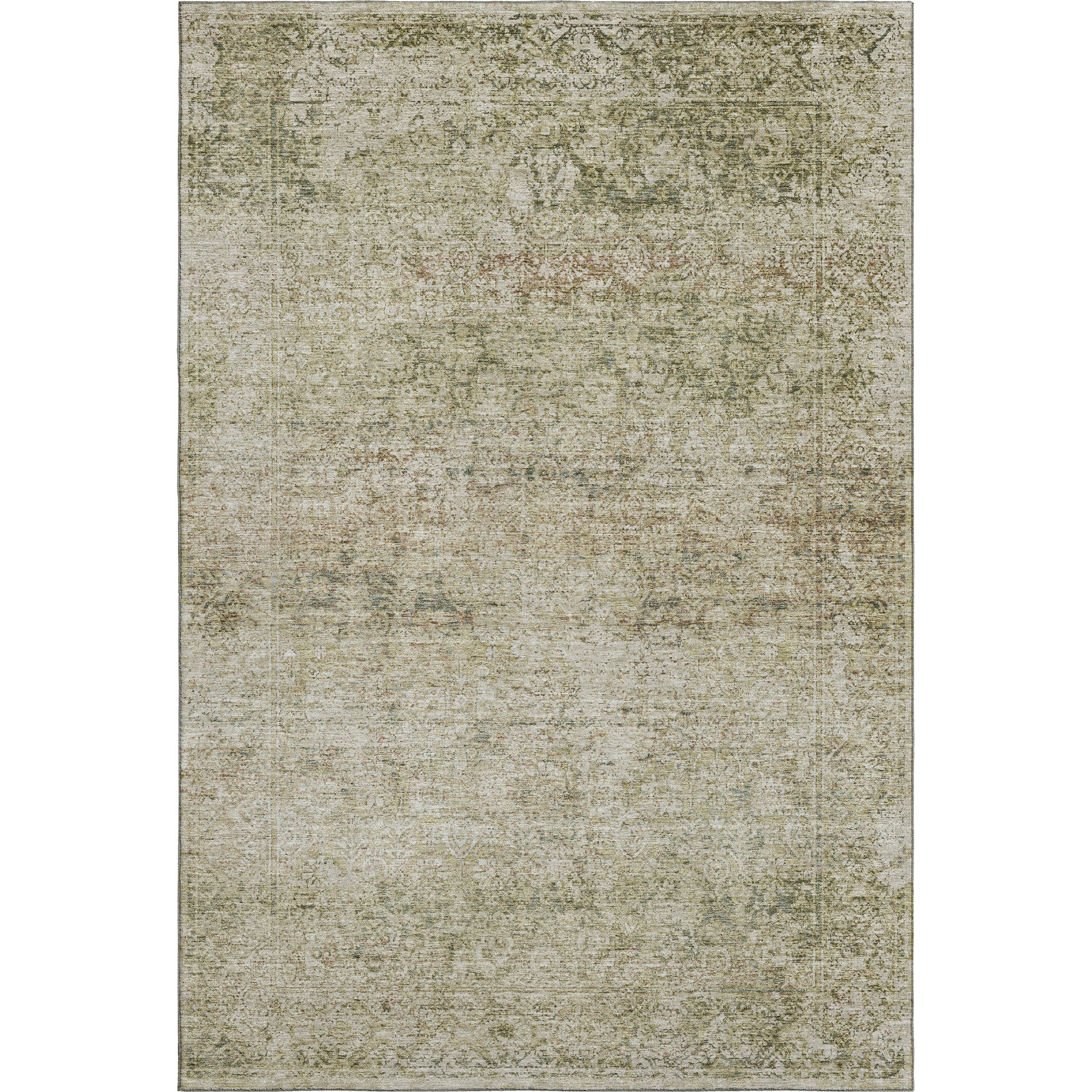 Dubrovnik Machine Washable Traditional Sage Green Rug 2'6" x 3'10" #shape_Rectangle