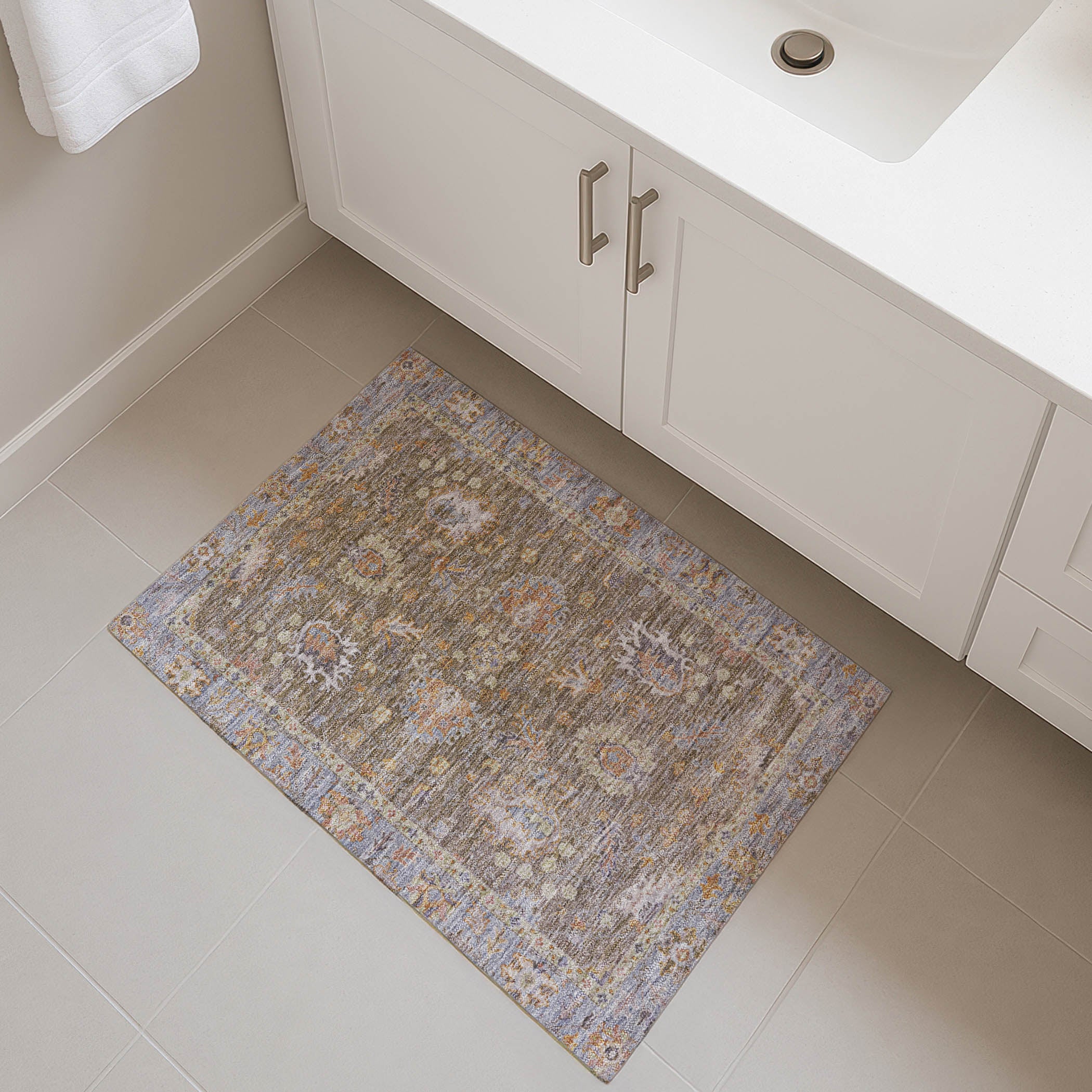 Havana Machine Washable Traditional Brown Rug 1'8" x 2'6" #shape_Rectangle