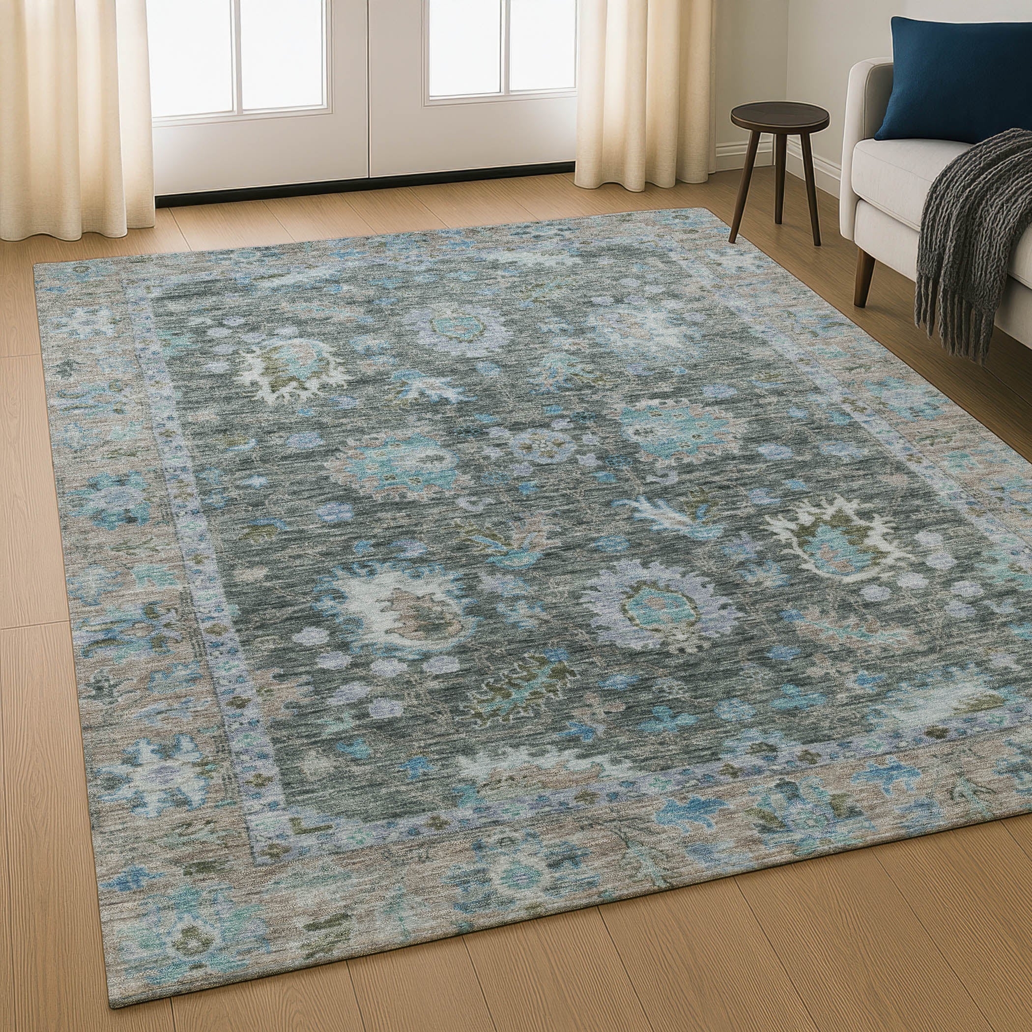 Havana Machine Washable Traditional Fern Green Rug 2'6" x 3'10" #shape_Rectangle