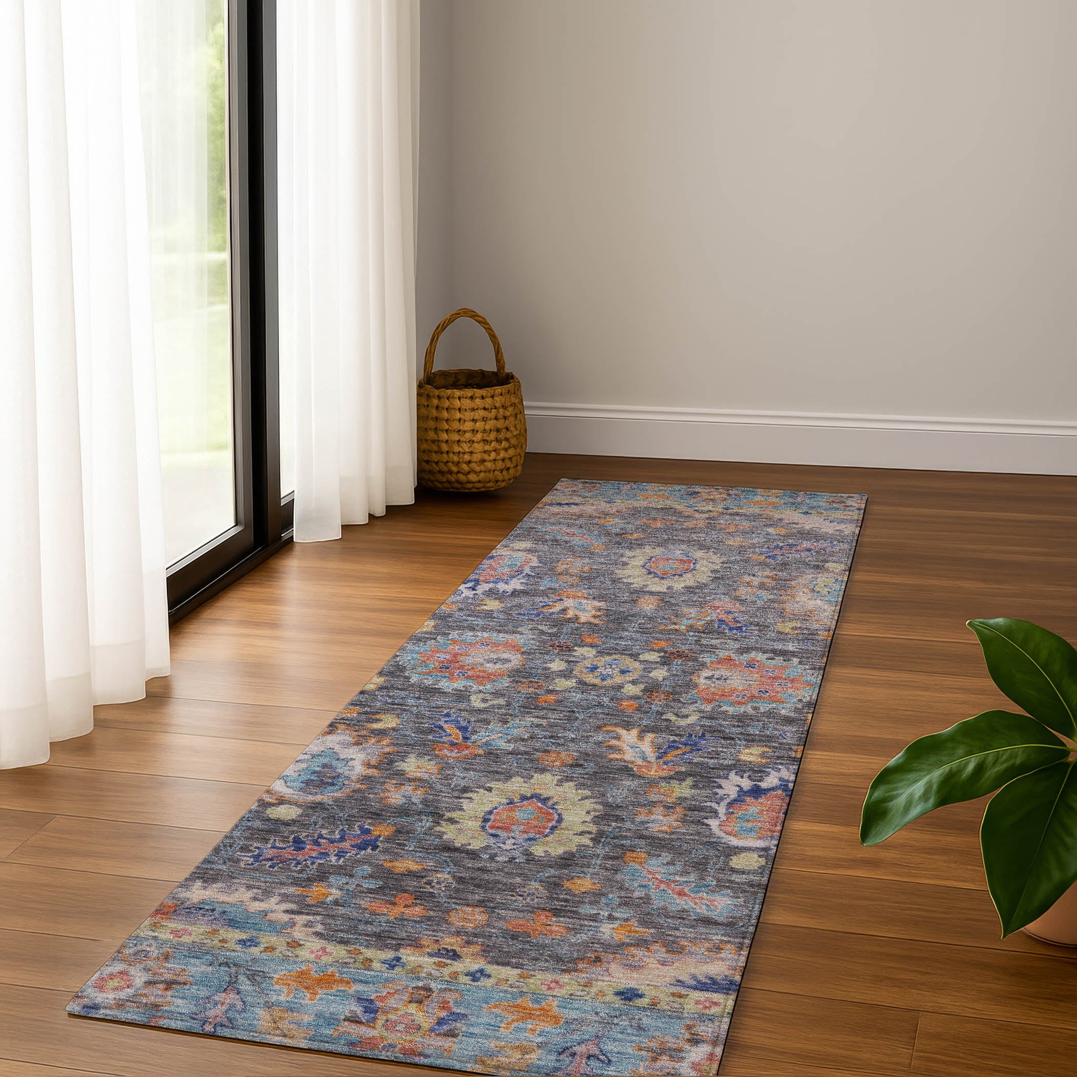 Havana Machine Washable Traditional Gray Rug 2'3" x 7'6" #shape_Runner