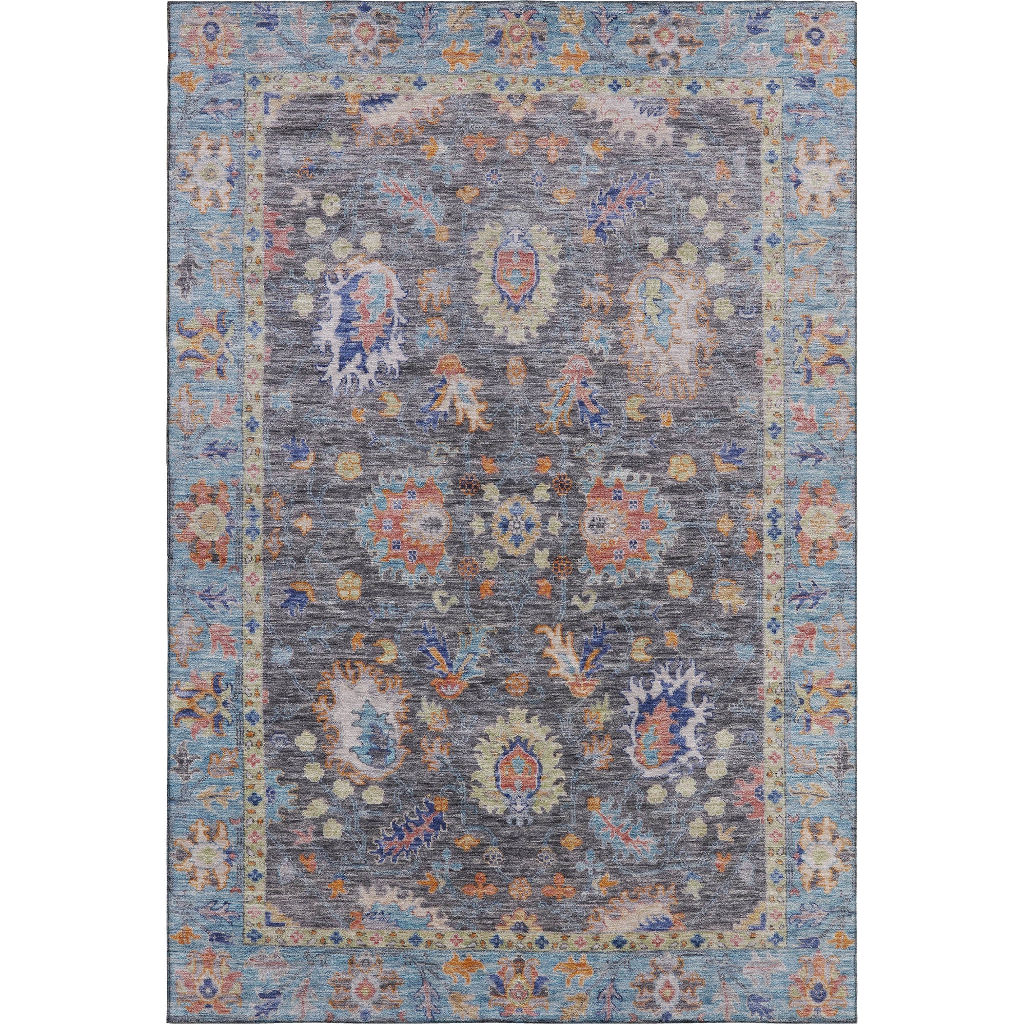 Havana Machine Washable Traditional Gray Rug 2'6" x 3'10" #shape_Rectangle