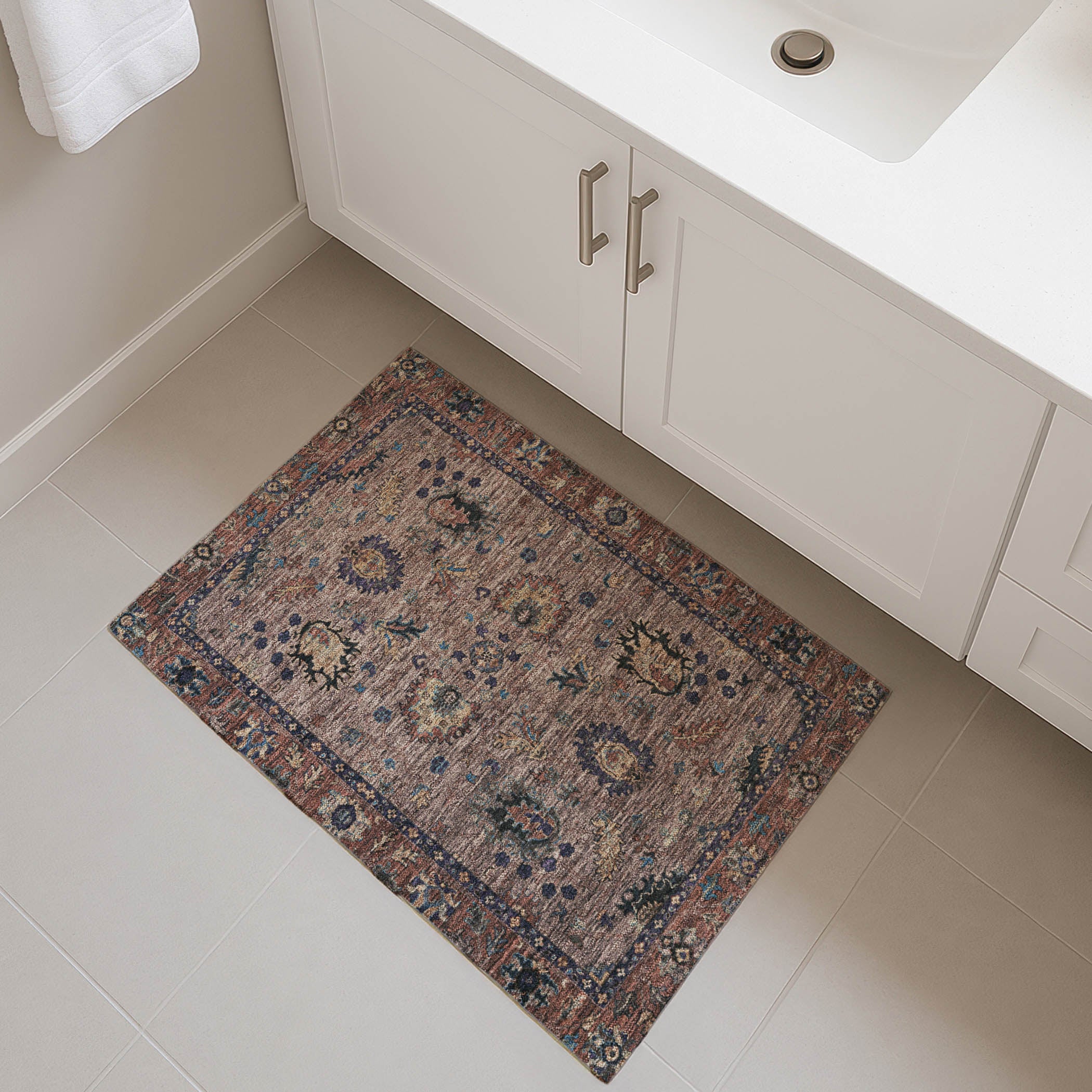 Havana Machine Washable Traditional Mocha Brown Rug 1'8" x 2'6" #shape_Rectangle