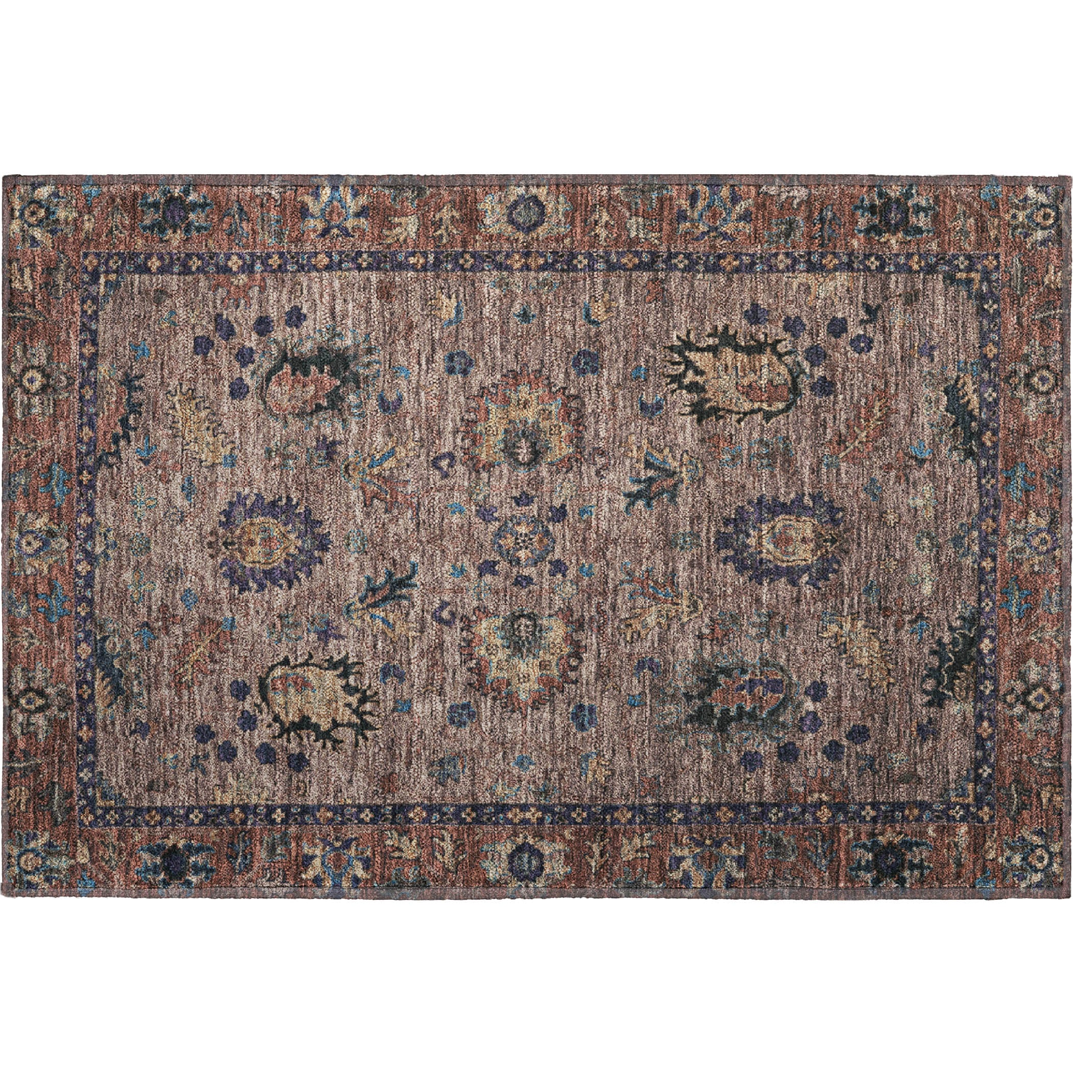 Havana Machine Washable Traditional Mocha Brown Rug 1'8" x 2'6" #shape_Rectangle