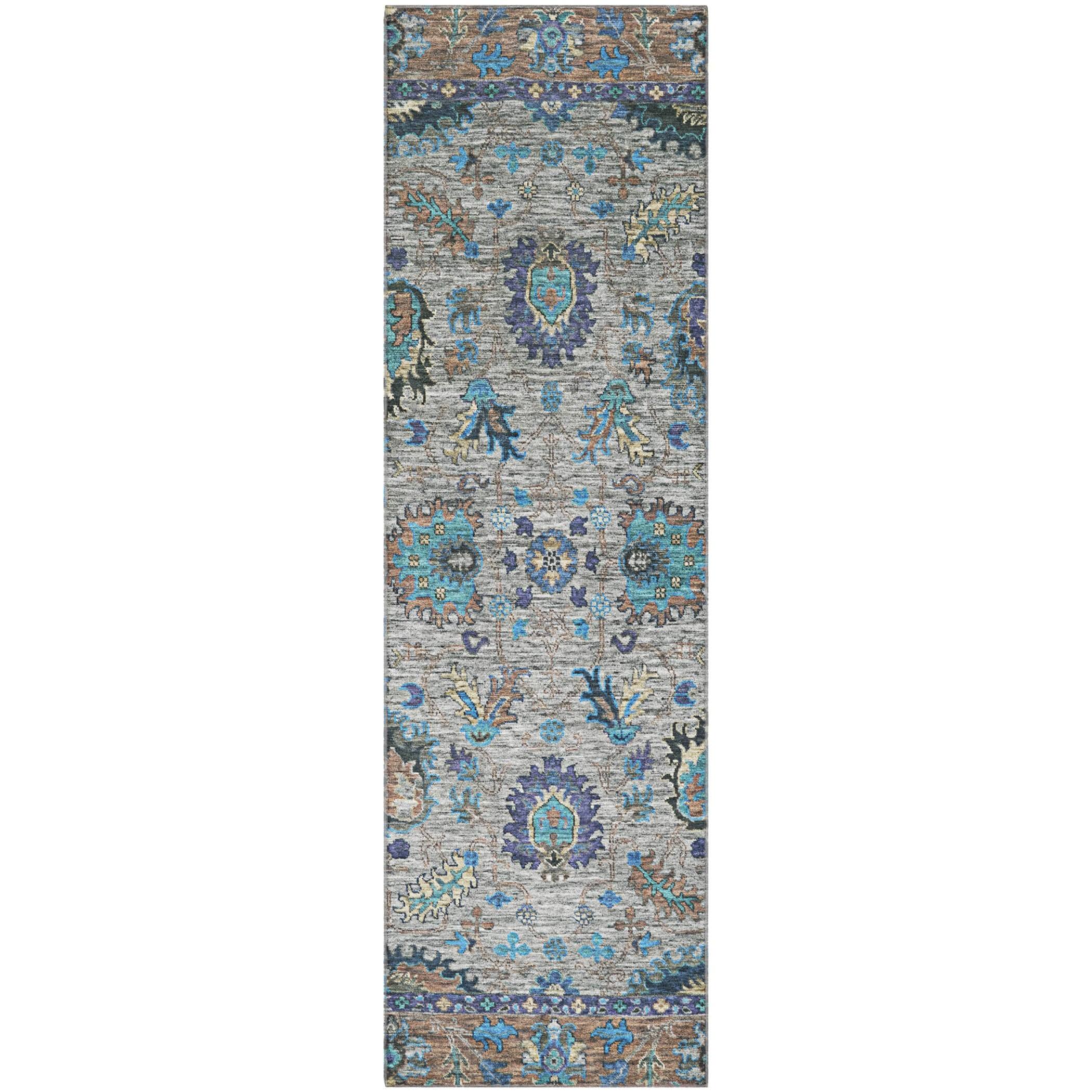 Havana Machine Washable Traditional Pewter Gray Rug 2'3" x 7'6" #shape_Runner