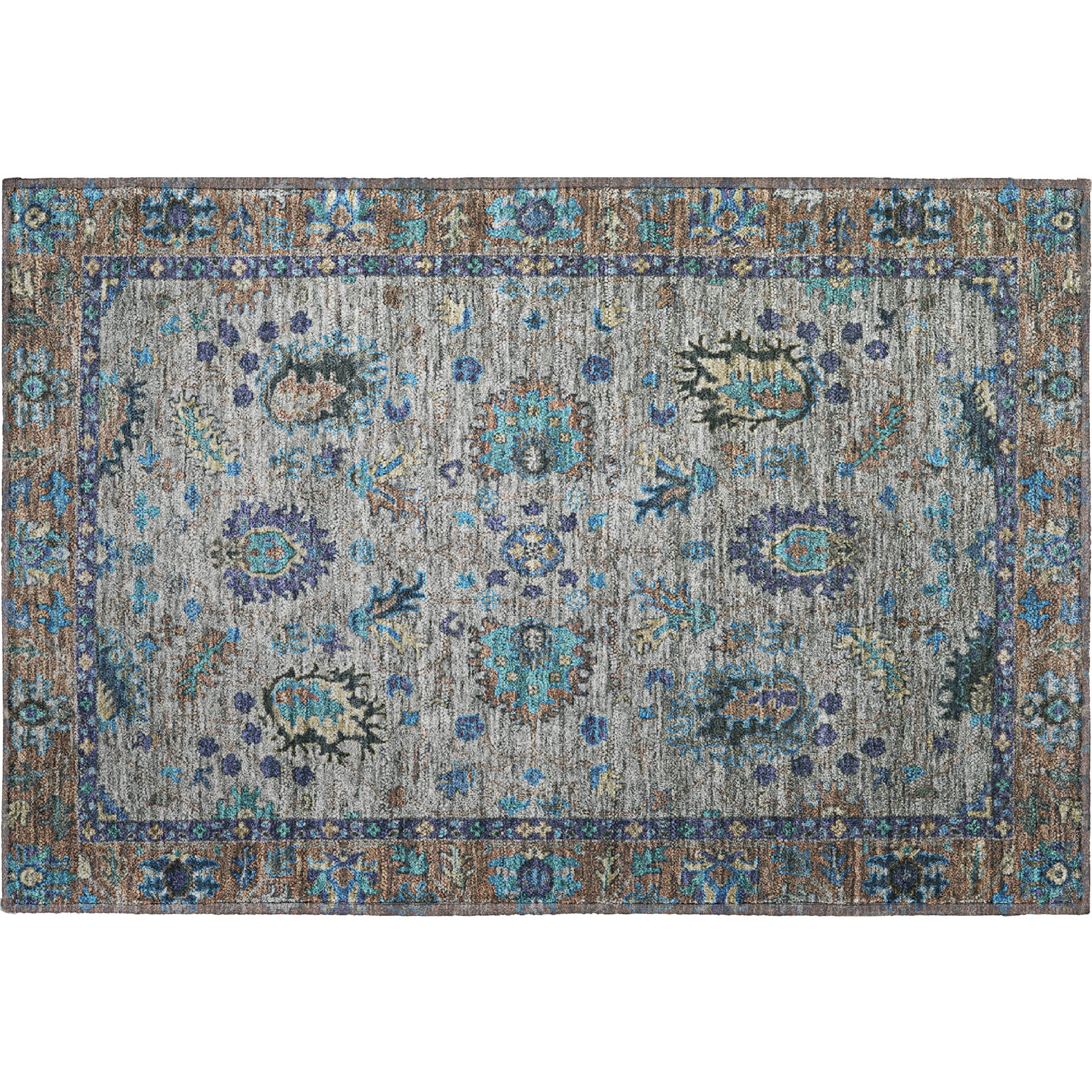 Havana Machine Washable Traditional Pewter Gray Rug 1'8" x 2'6" #shape_Rectangle