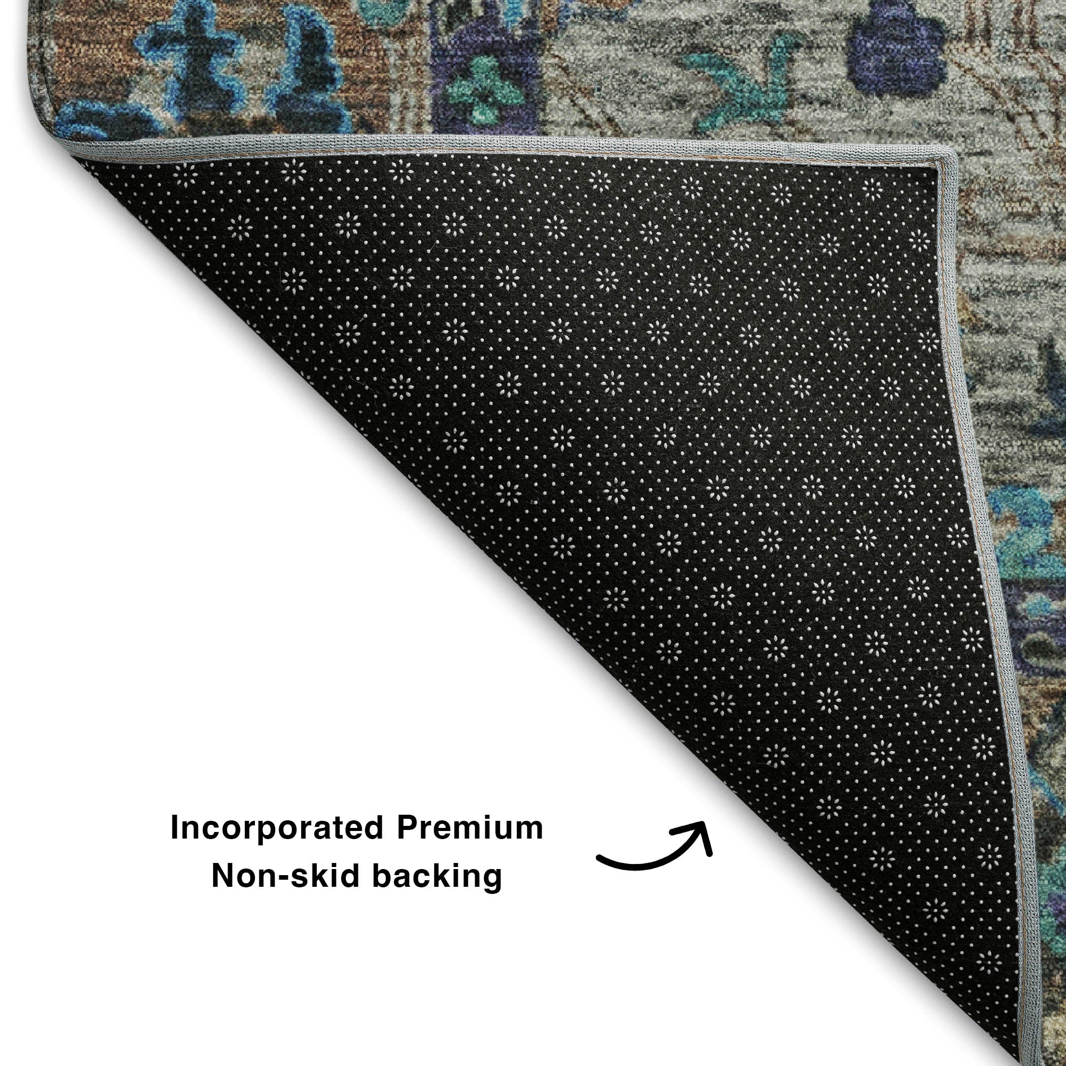 Havana Machine Washable Traditional Pewter Gray Rug 1'8" x 2'6" #shape_Rectangle