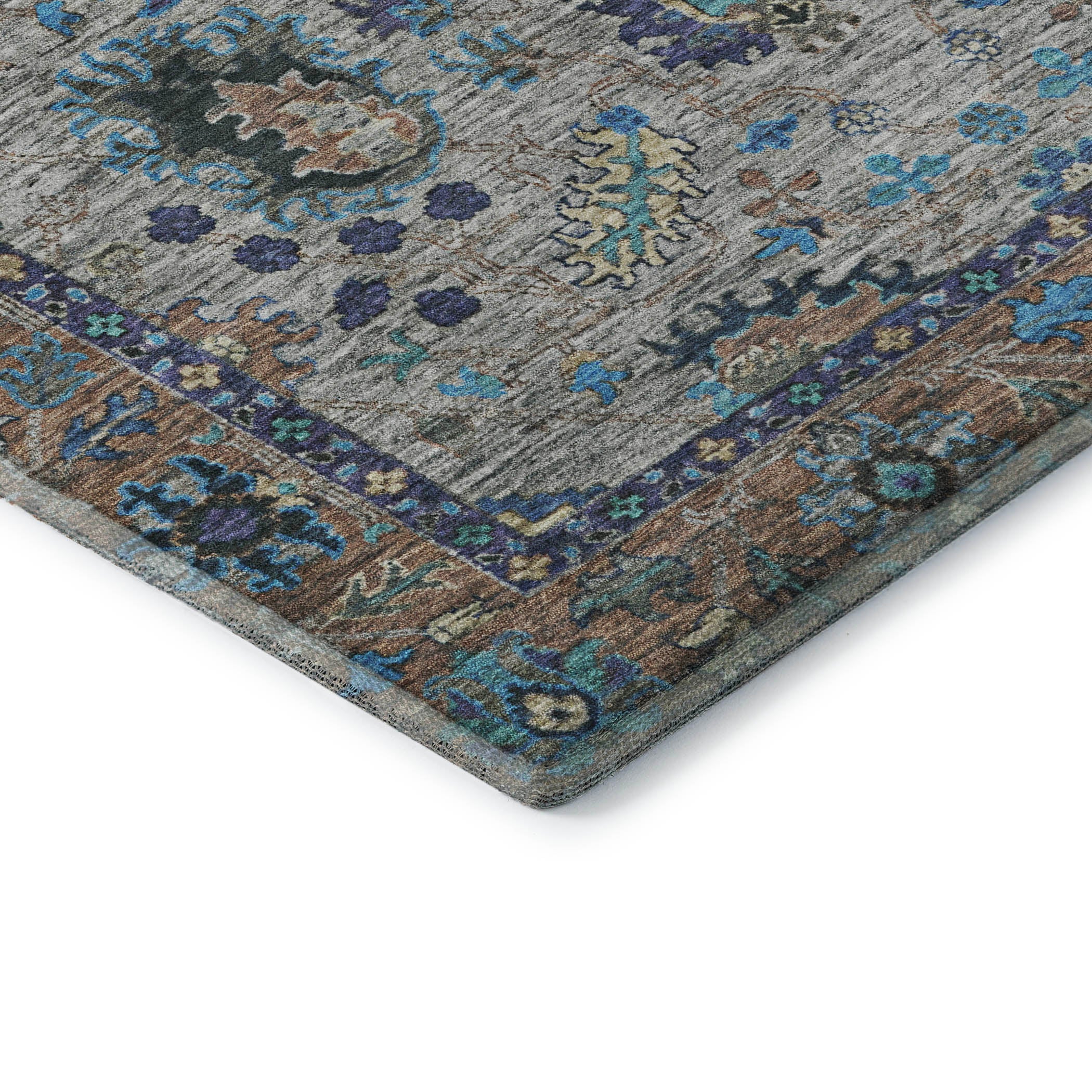 Havana Machine Washable Traditional Pewter Gray Rug 1'8" x 2'6" #shape_Rectangle