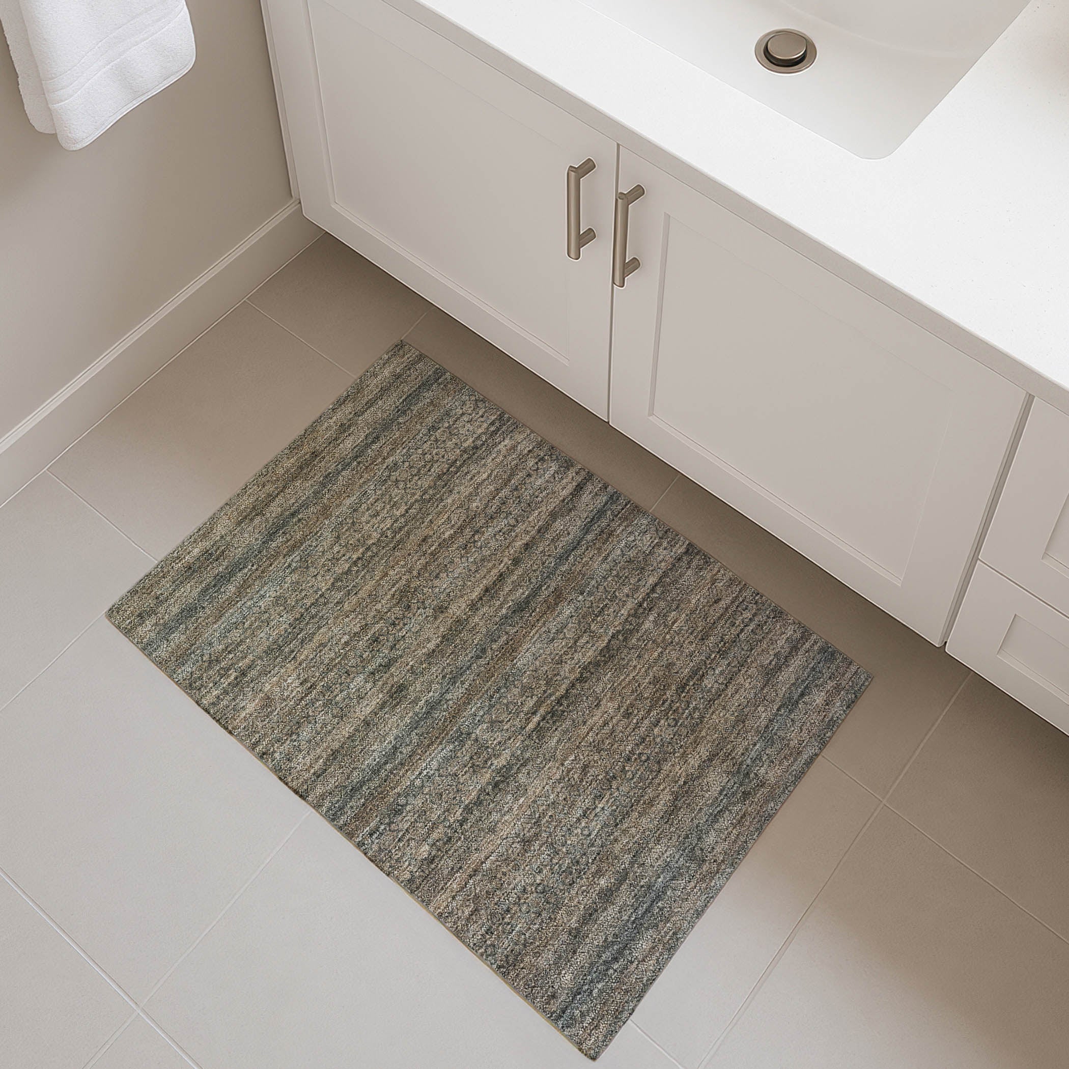 Rome Machine Washable Transitional Chocolate Brown Rug 1'8" x 2'6" #shape_Rectangle