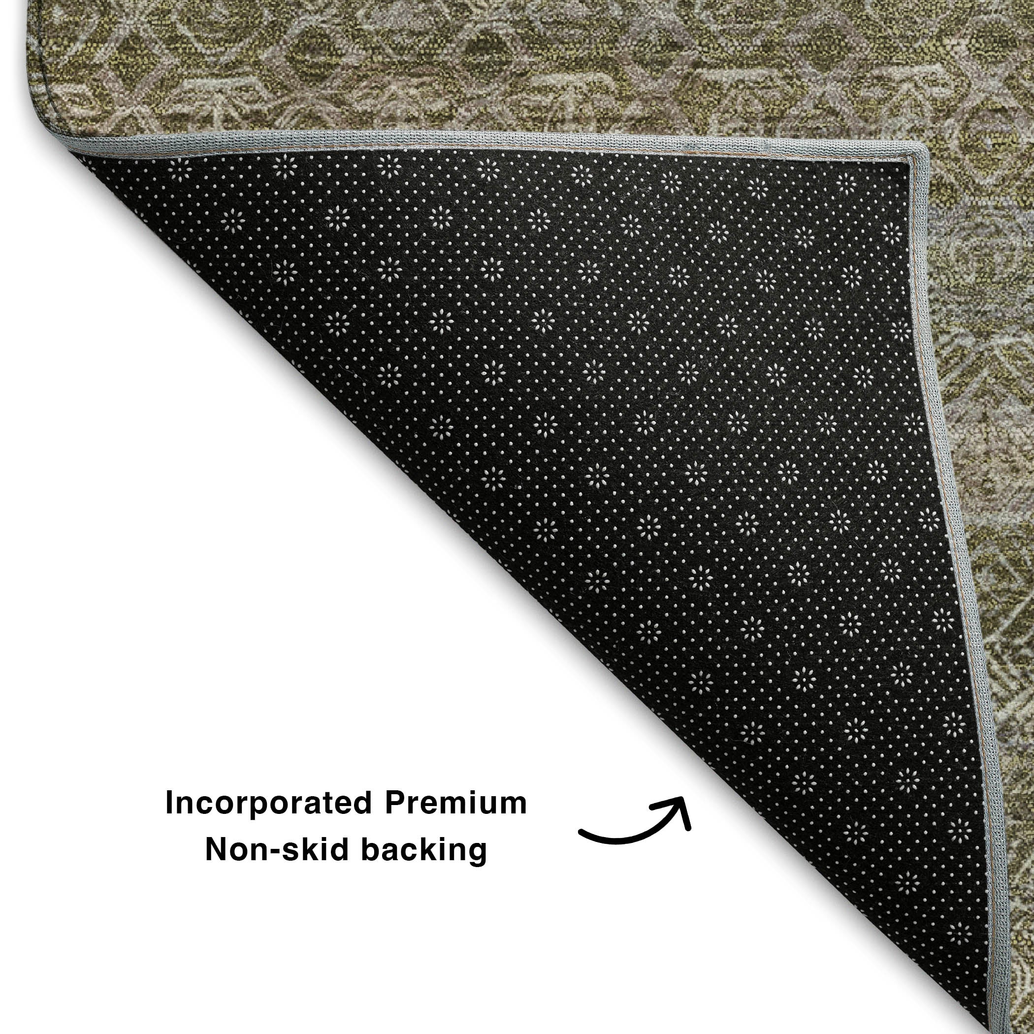 Rome Machine Washable Transitional Khaki Brown Rug 1'8" x 2'6" #shape_Rectangle