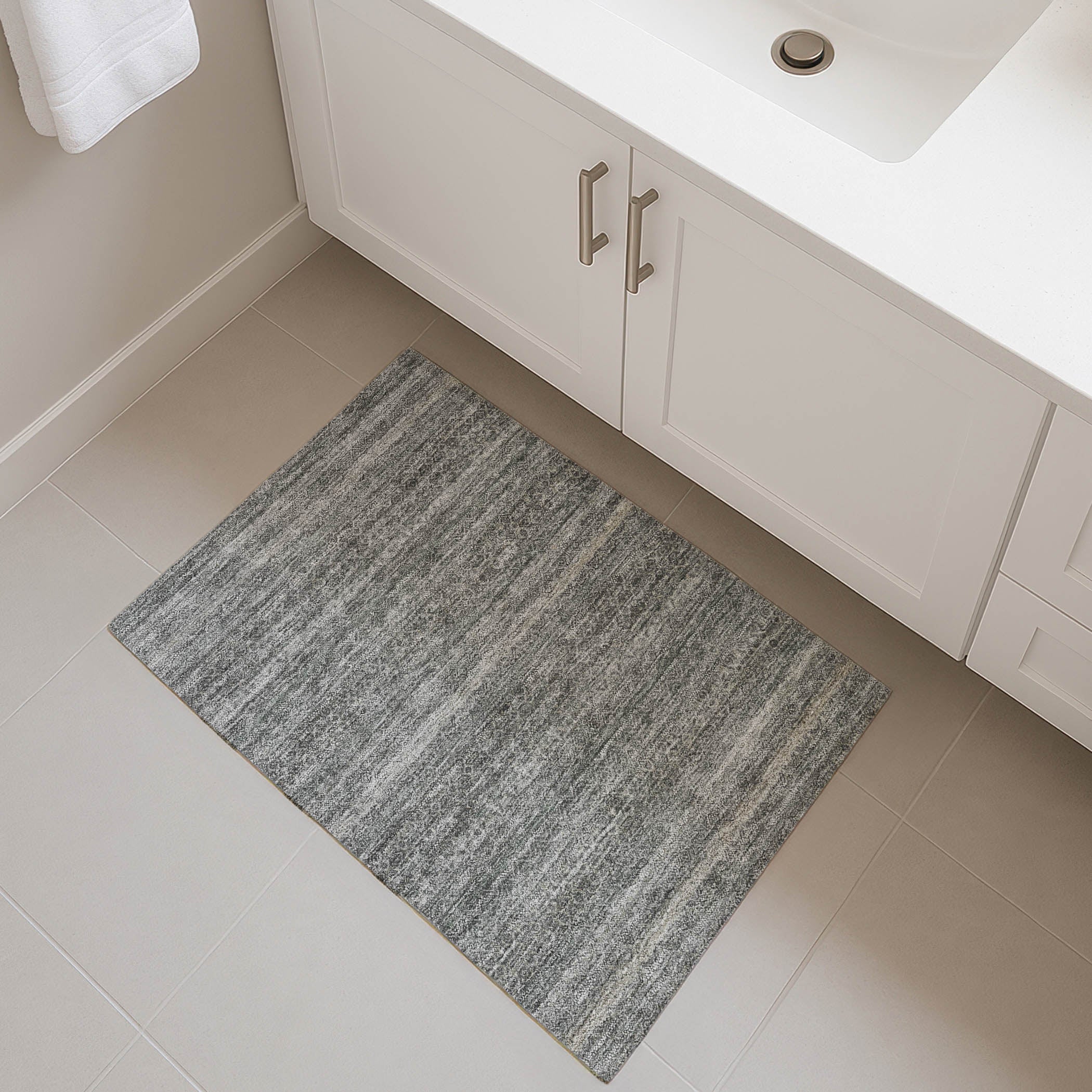 Rome Machine Washable Transitional Pewter Gray Rug 1'8" x 2'6" #shape_Rectangle