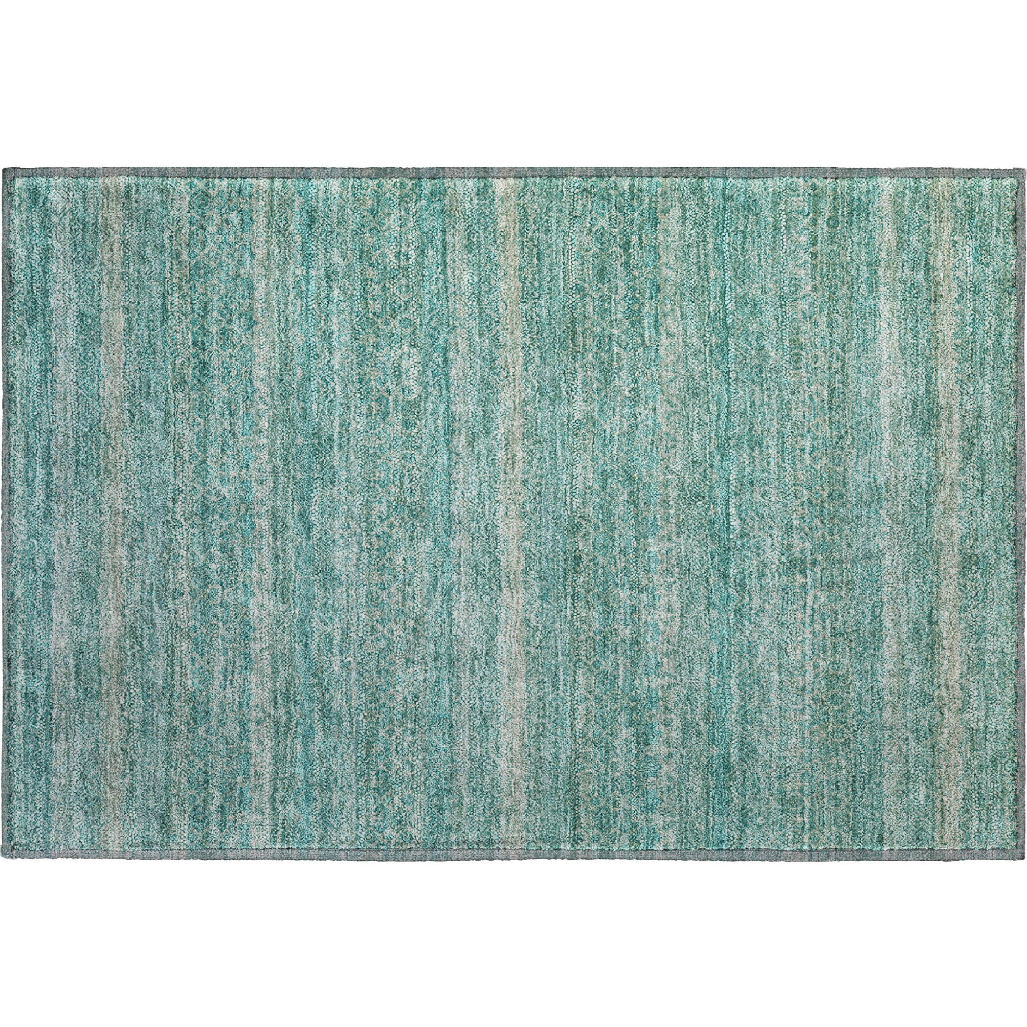 Rome Machine Washable Transitional Teal Rug 1'8" x 2'6" #shape_Rectangle