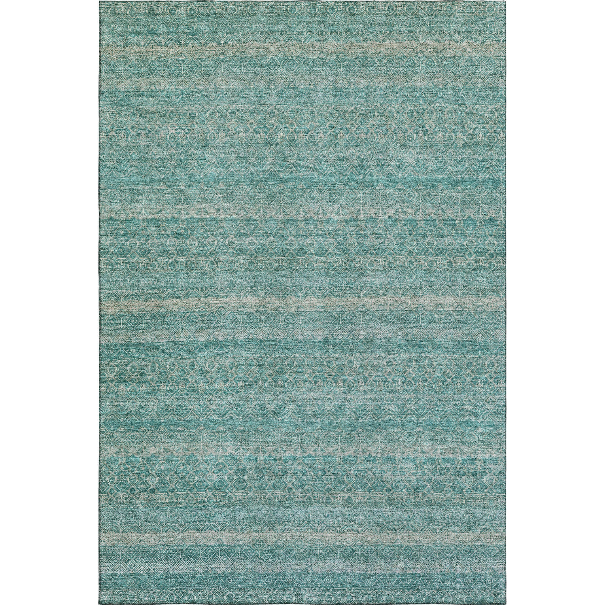 Rome Machine Washable Transitional Teal Rug 2'6" x 3'10" #shape_Rectangle