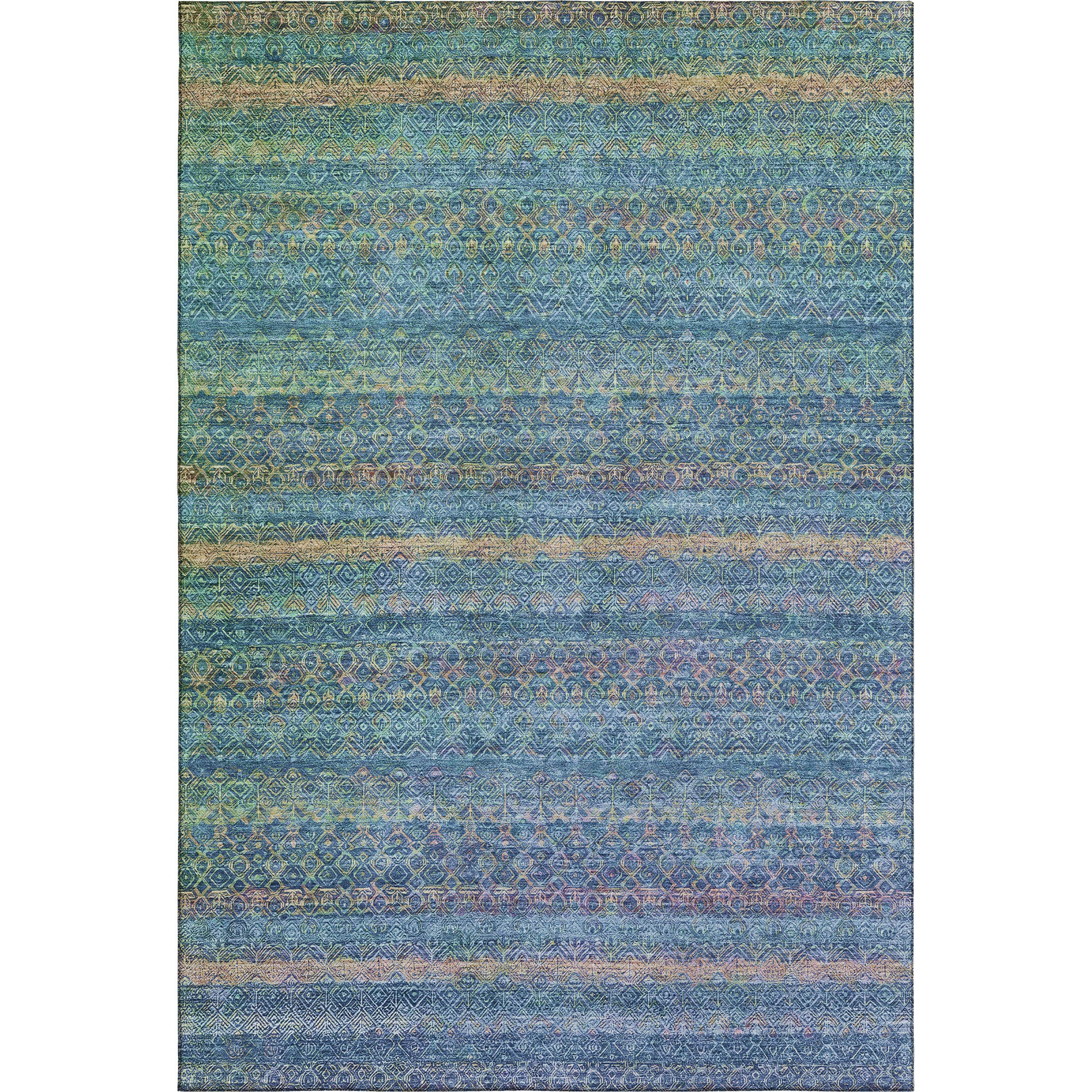 Dubrovnik Machine Washable Transitional Teal Rug 2'6" x 3'10" #shape_Rectangle