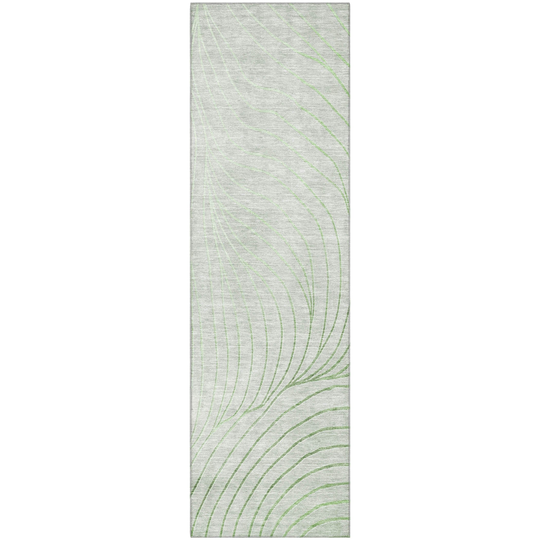 Bergen Machine Washable Transitional Aloe Green Rug 2'3" x 7'6" #shape_Runner