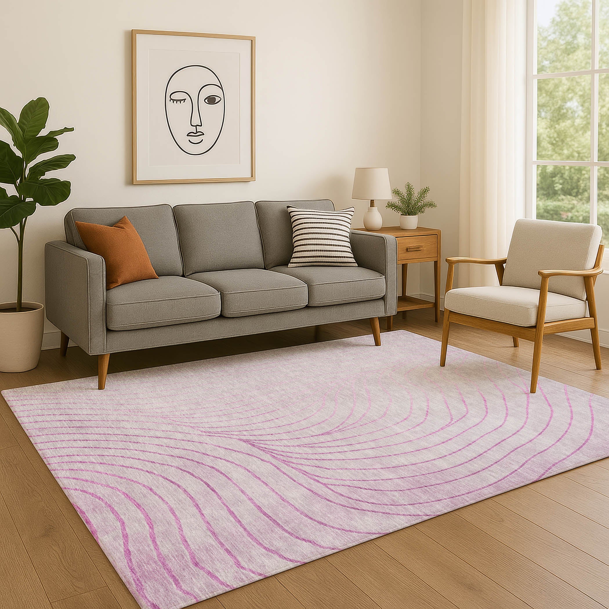 Bergen Machine Washable Transitional Blush Pink Rug 2'6" x 3'10" #shape_Rectangle