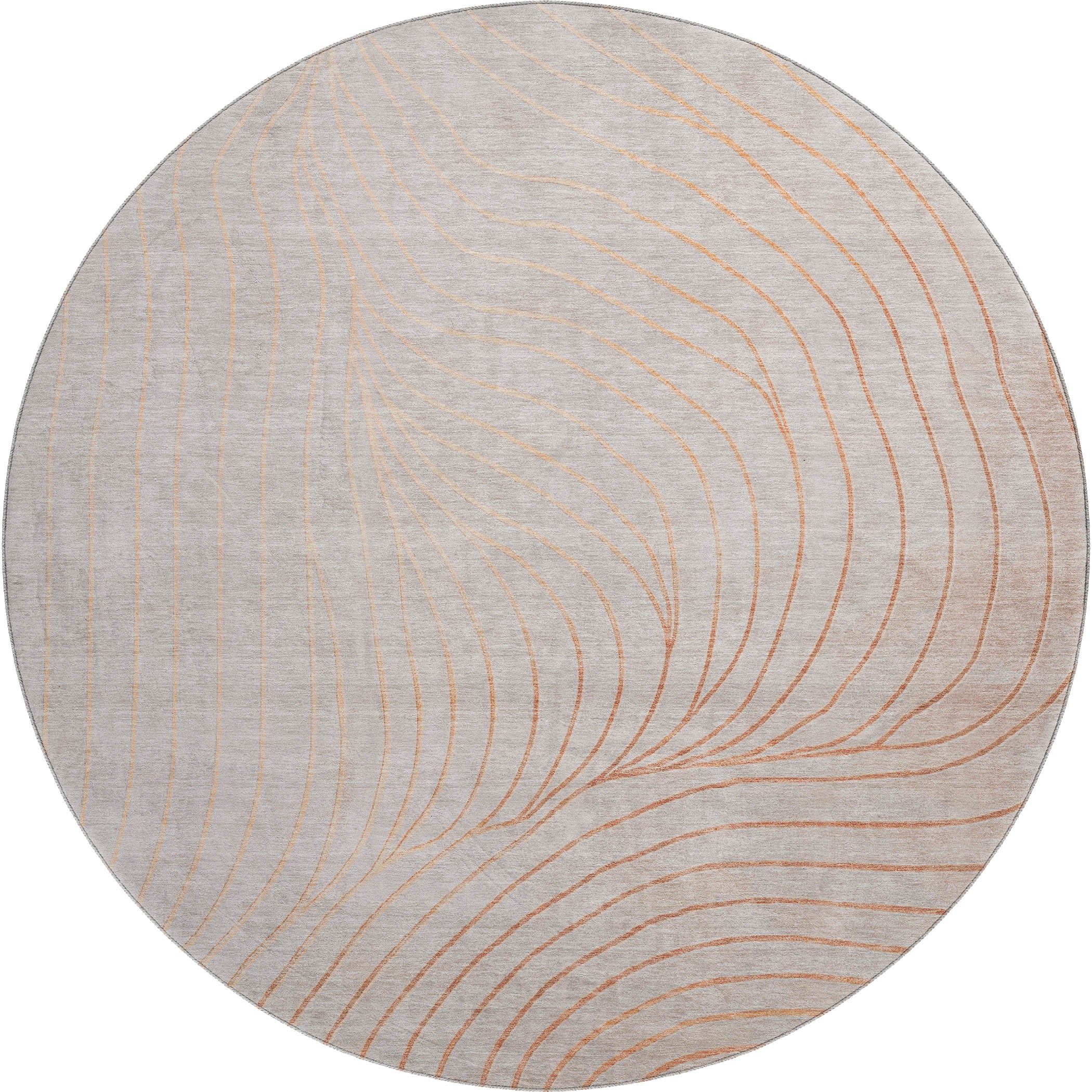 Bergen Machine Washable Transitional Copper Orange Rug 8' x 8' #shape_Round