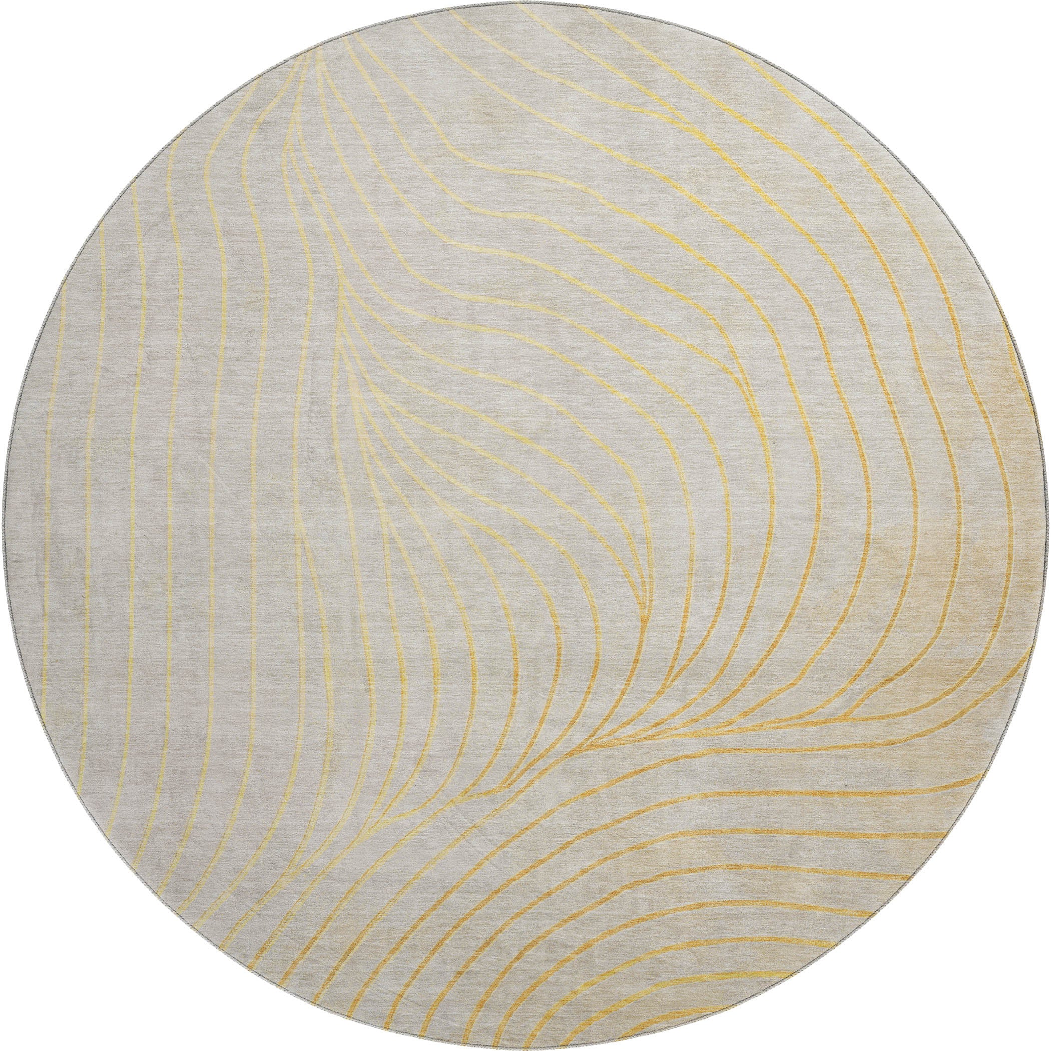 Bergen Machine Washable Transitional Gold Rug 8' x 8' #shape_Round