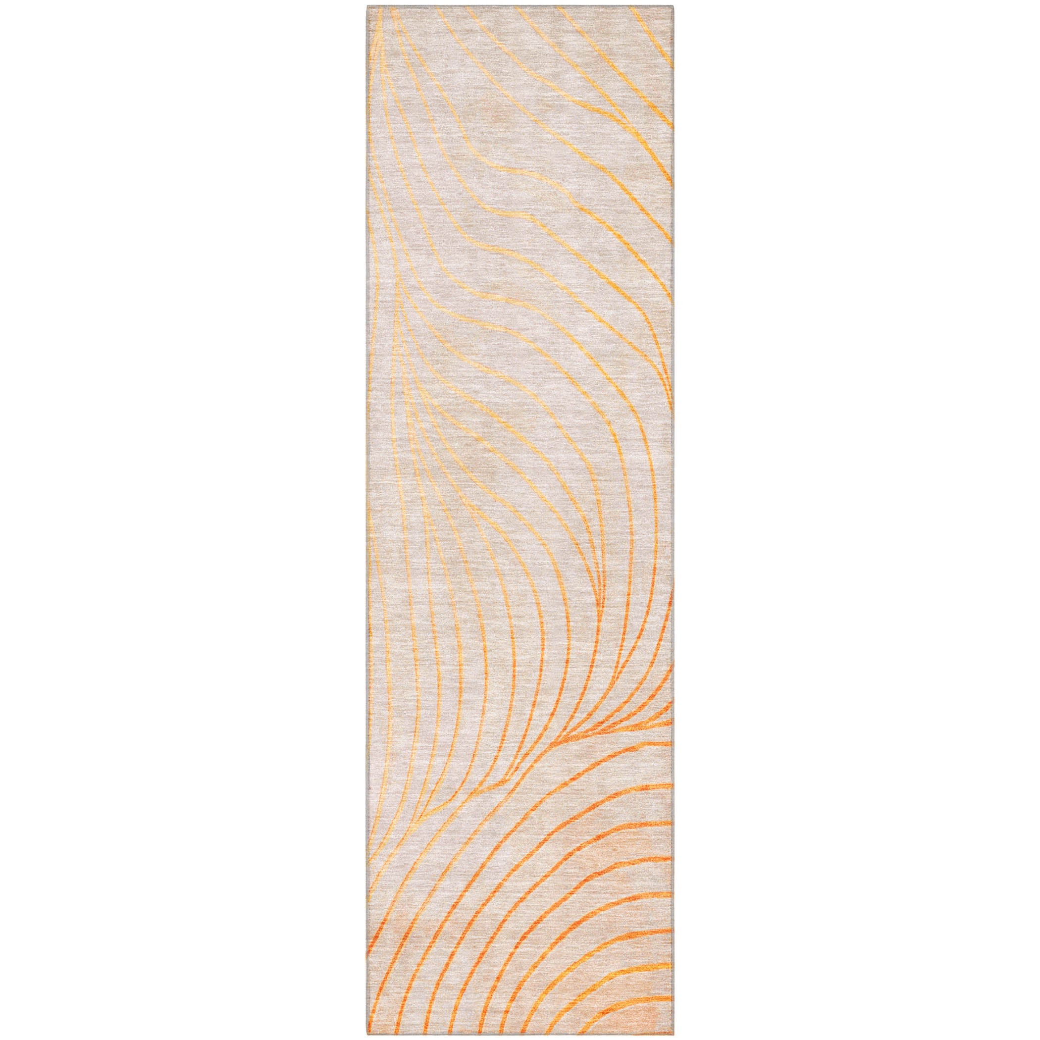 Bergen Machine Washable Transitional Orange Rug 2'3" x 7'6" #shape_Runner