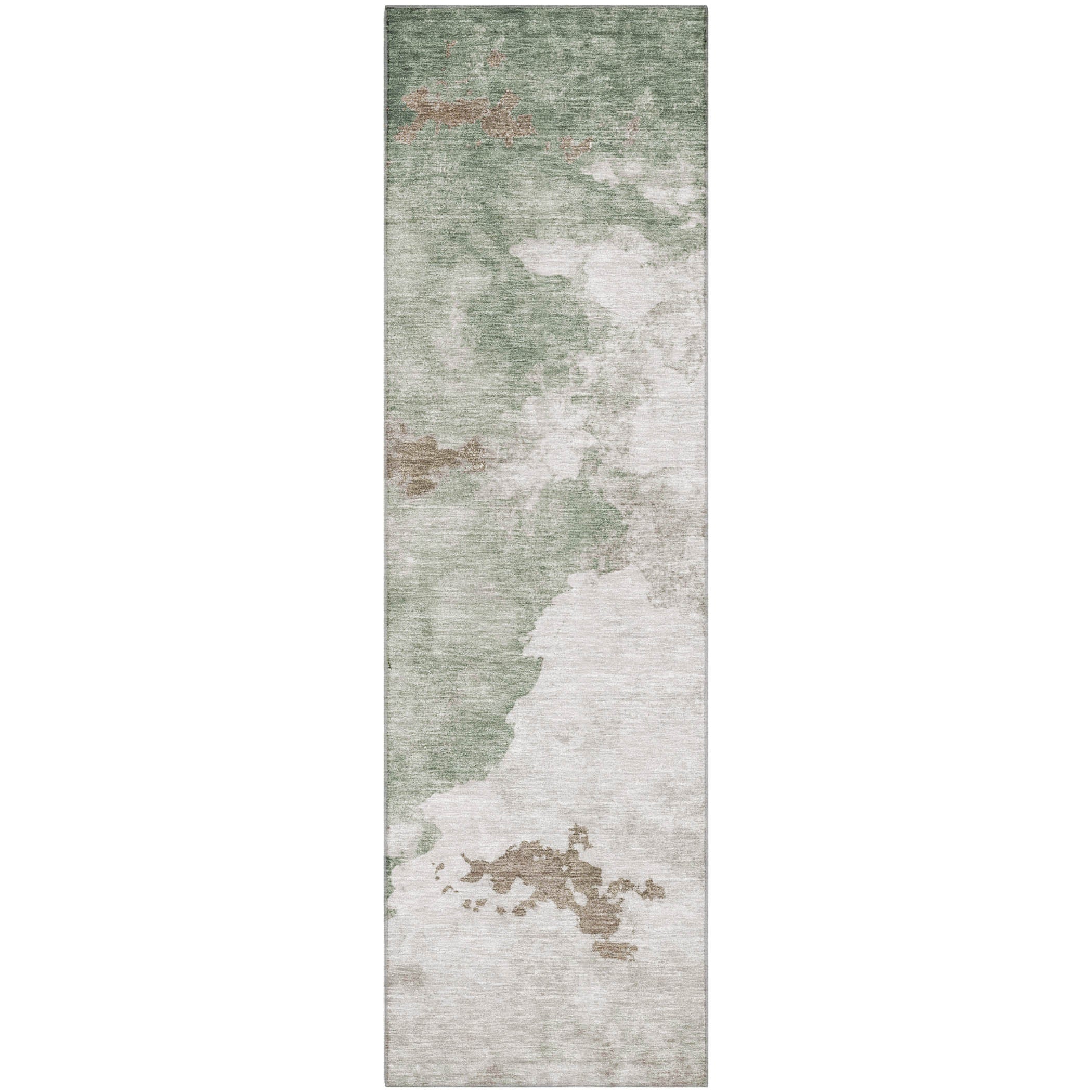 Cairo Machine Washable Transitional Aloe Green Rug 2'3" x 7'6" #shape_Runner