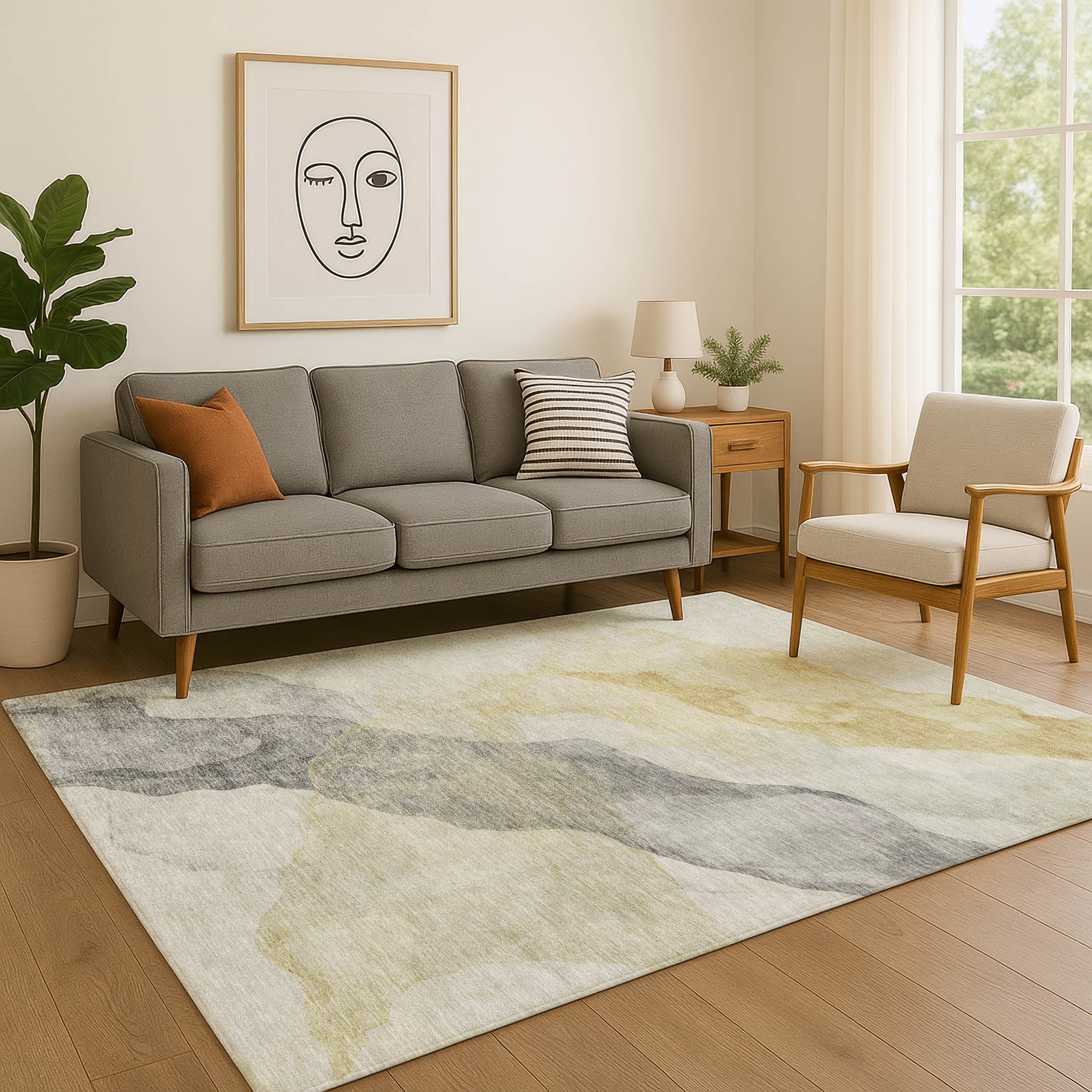 Rome Machine Washable Transitional Beige Brown Rug 2'6" x 3'10" #shape_Rectangle