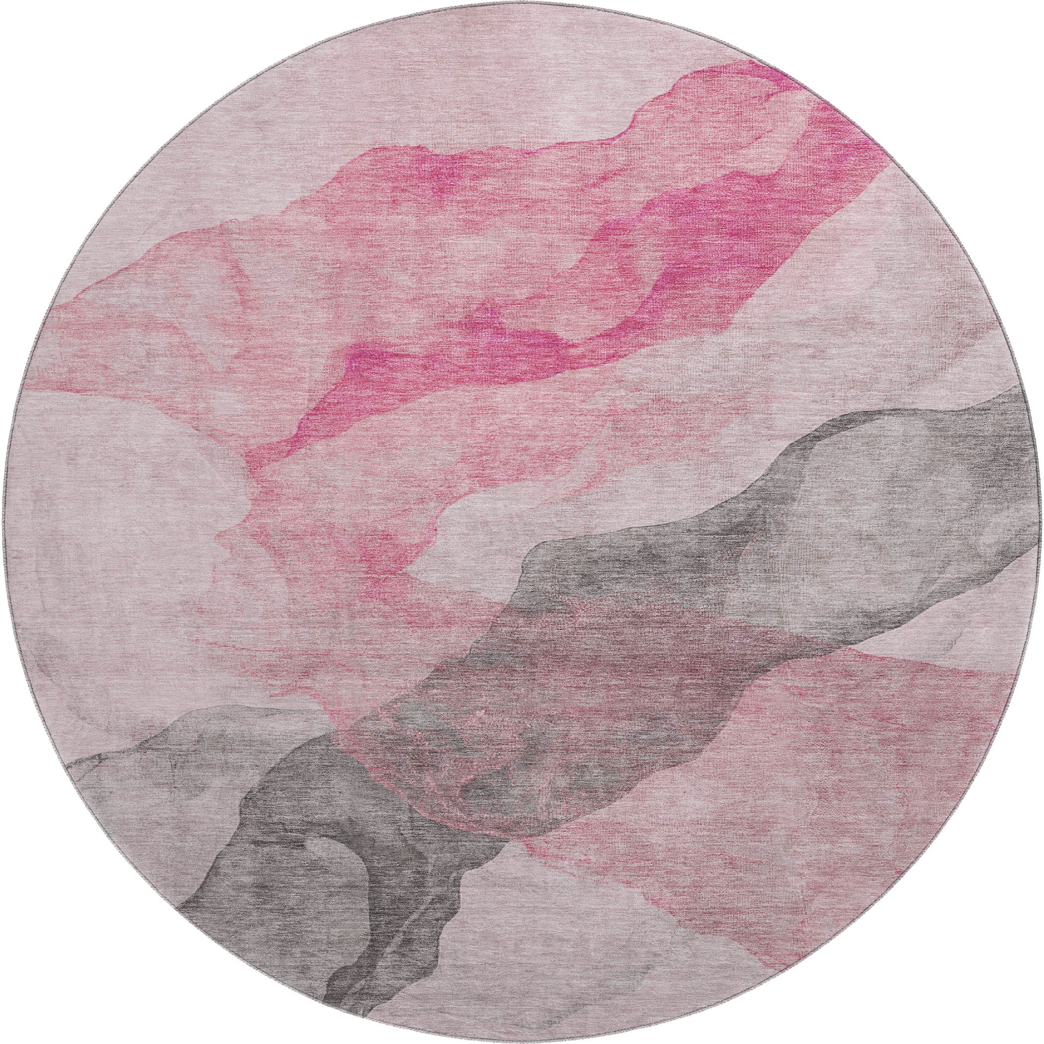 Rome Machine Washable Transitional Blush Pink Rug 8' x 8' #shape_Round