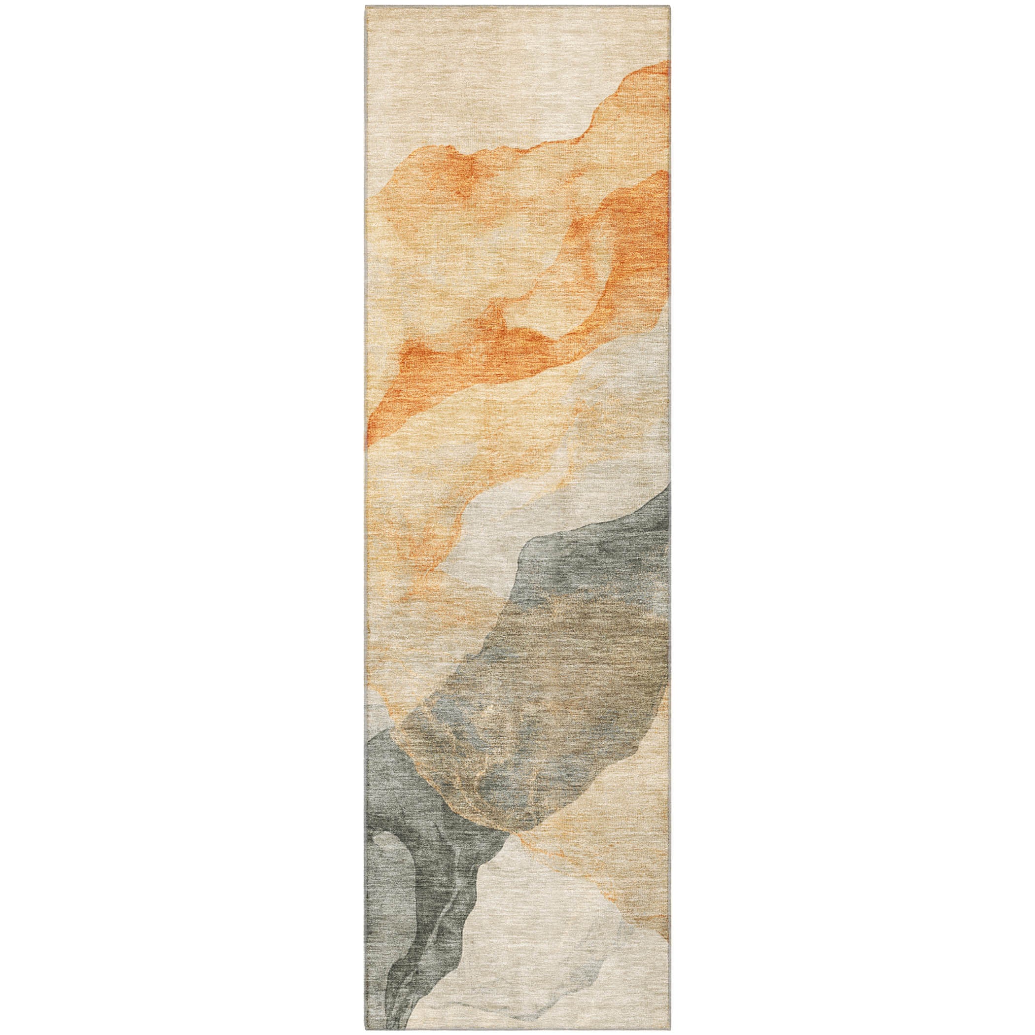 Rome Machine Washable Transitional Orange Rug 2'3" x 7'6" #shape_Runner