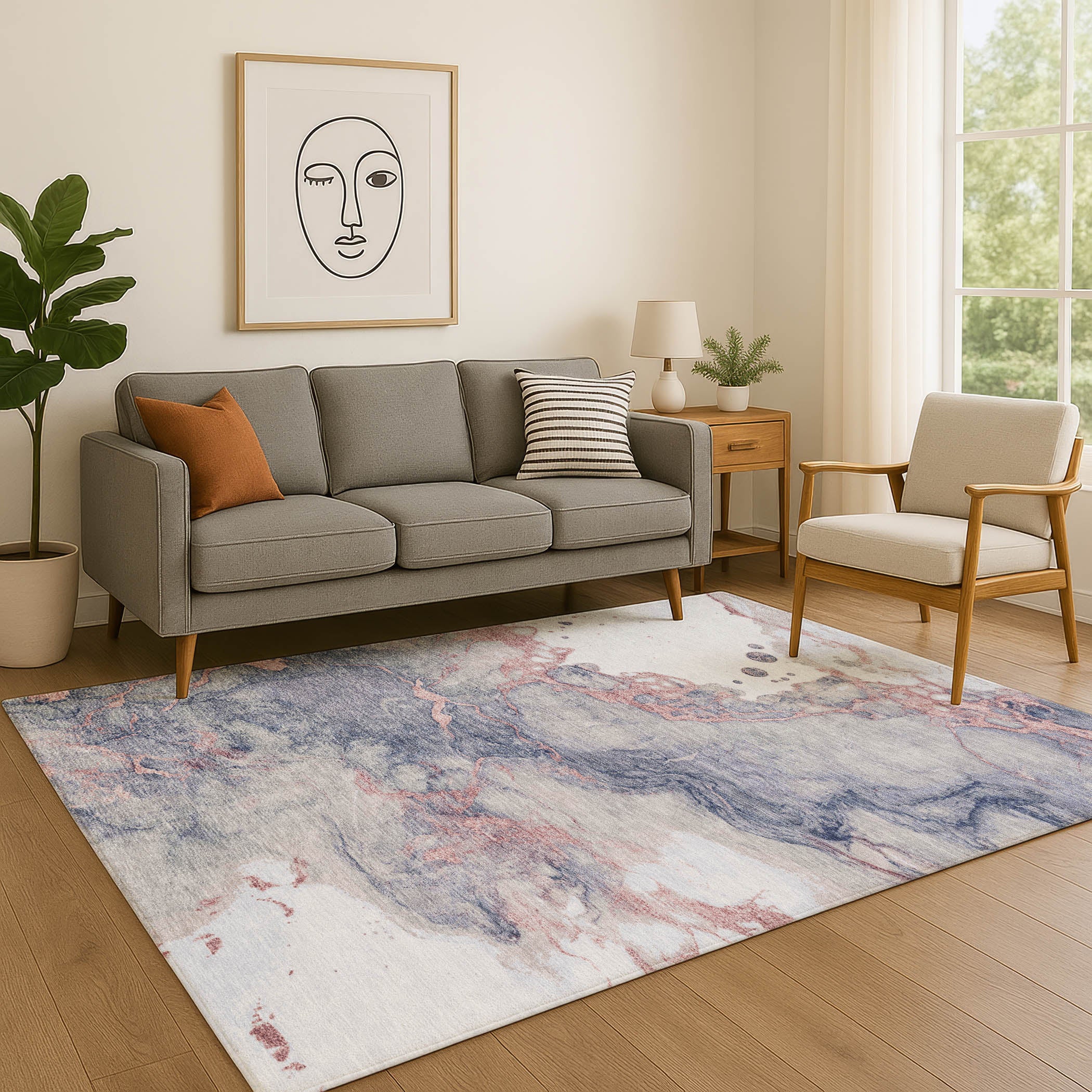 Porto Machine Washable Transitional Blush Pink Rug 2'6" x 3'10" #shape_Rectangle