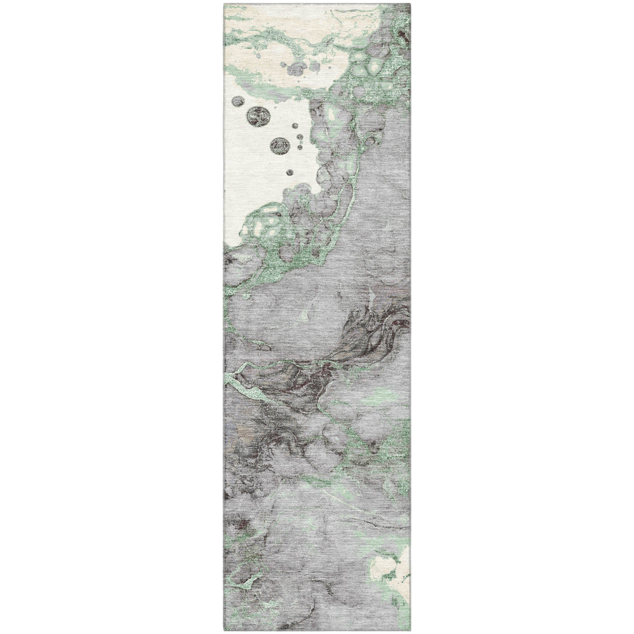 Porto Machine Washable Transitional Green Rug 2'3" x 7'6" #shape_Runner