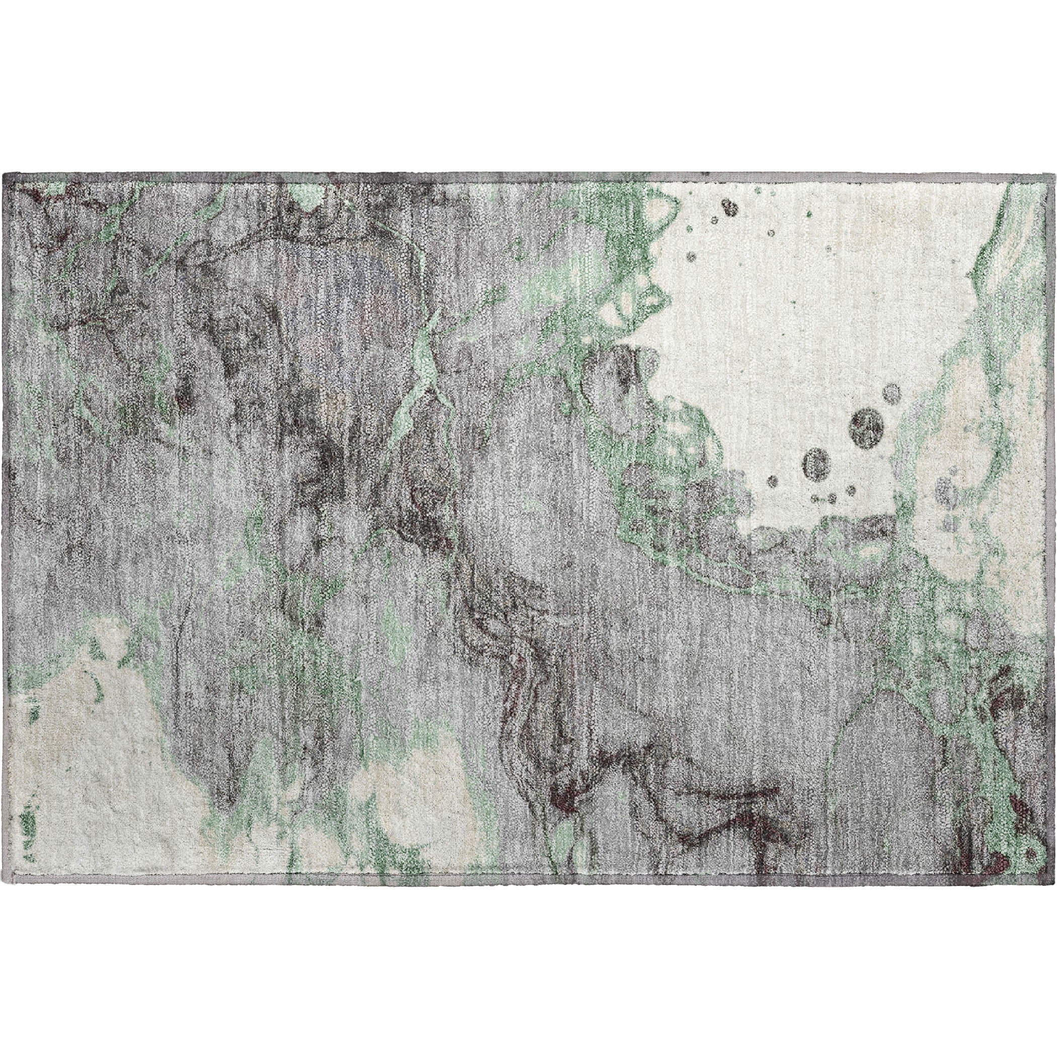 Porto Machine Washable Transitional Green Rug 1'8" x 2'6" #shape_Rectangle