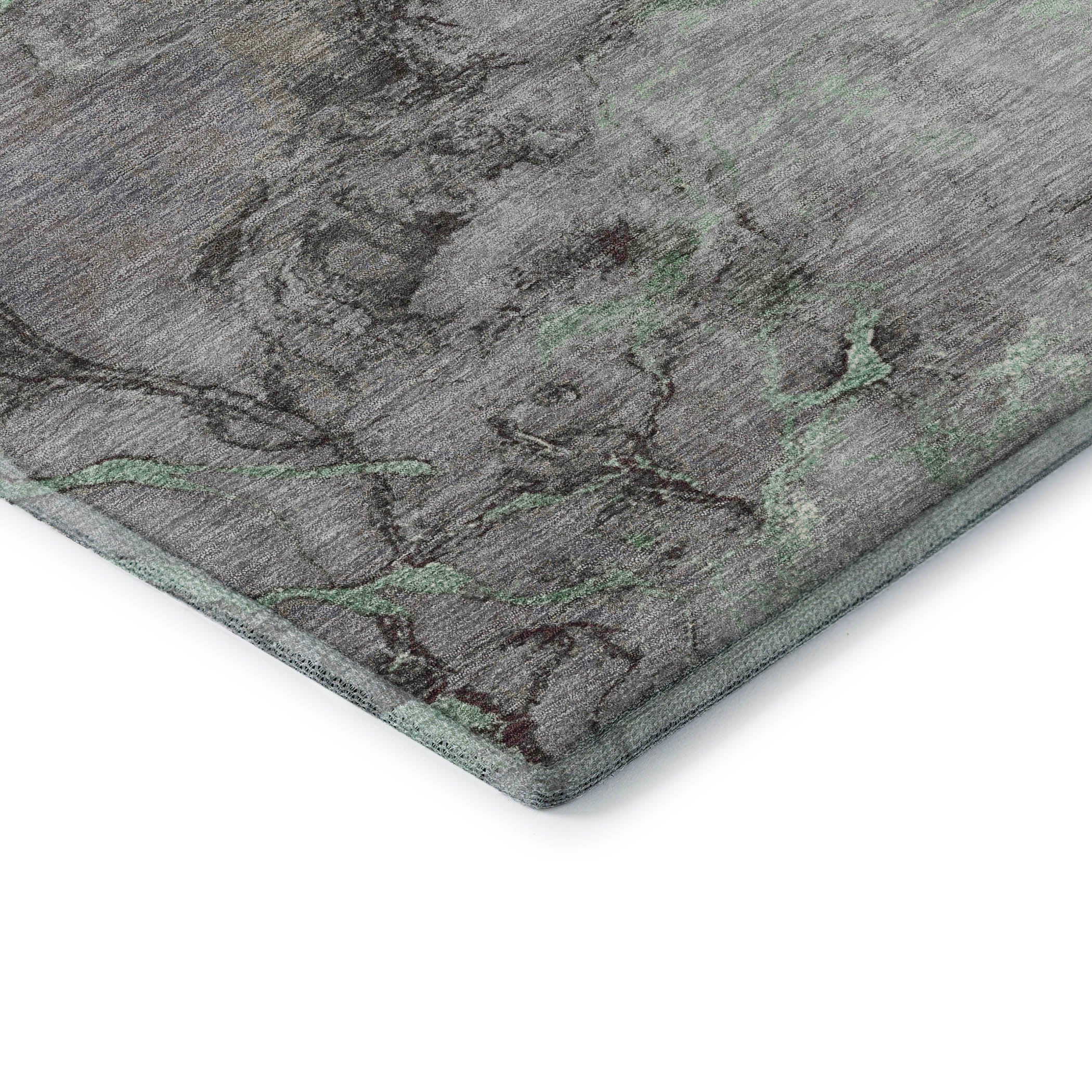 Porto Machine Washable Transitional Green Rug 1'8" x 2'6" #shape_Rectangle