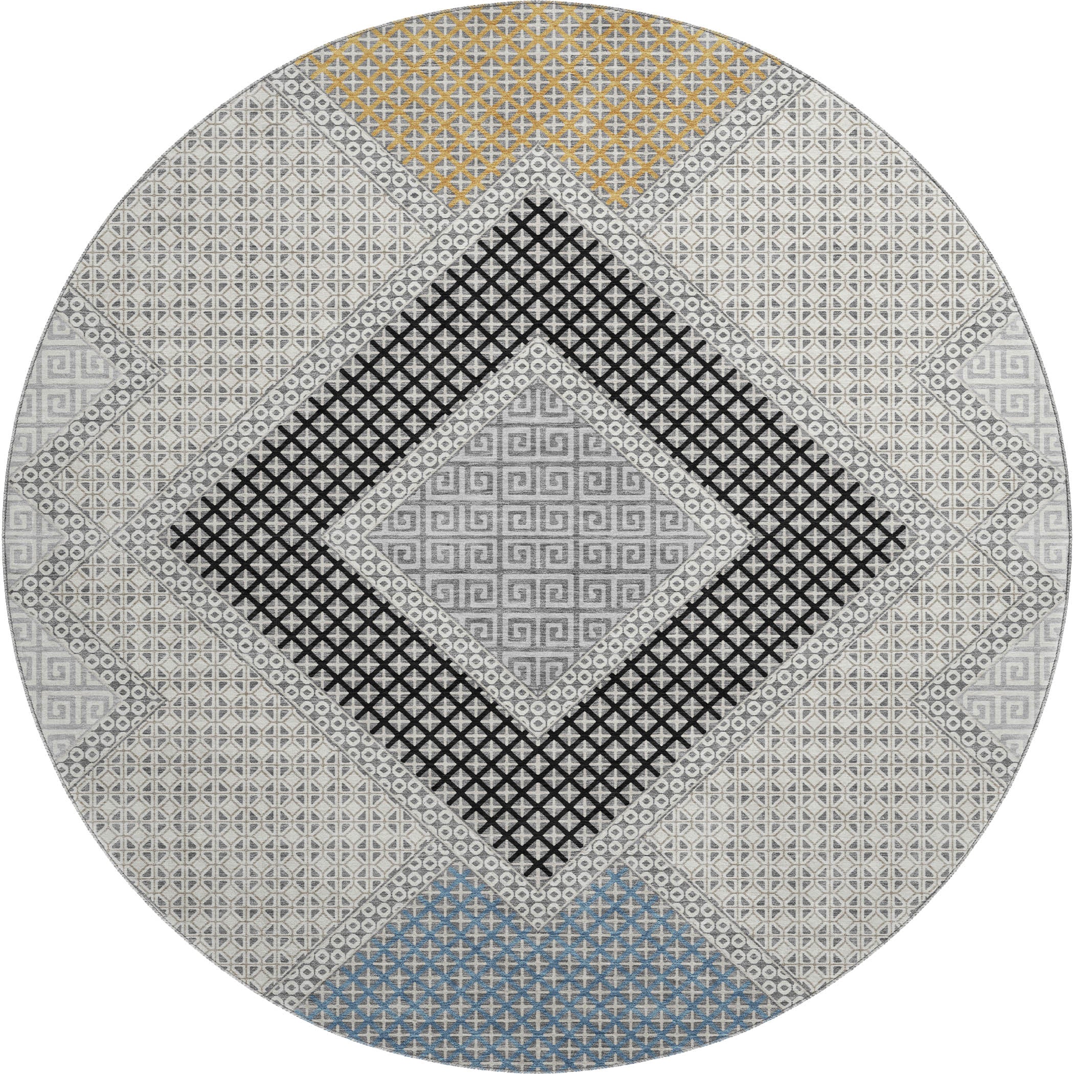 Sintra Machine Washable Transitional Gray Rug 8' x 8' #shape_Round
