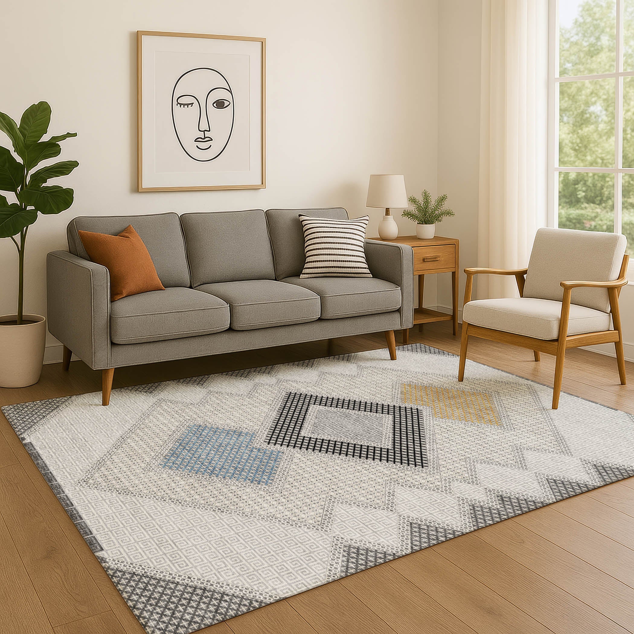 Sintra Machine Washable Transitional Gray Rug 2'6" x 3'10" #shape_Rectangle