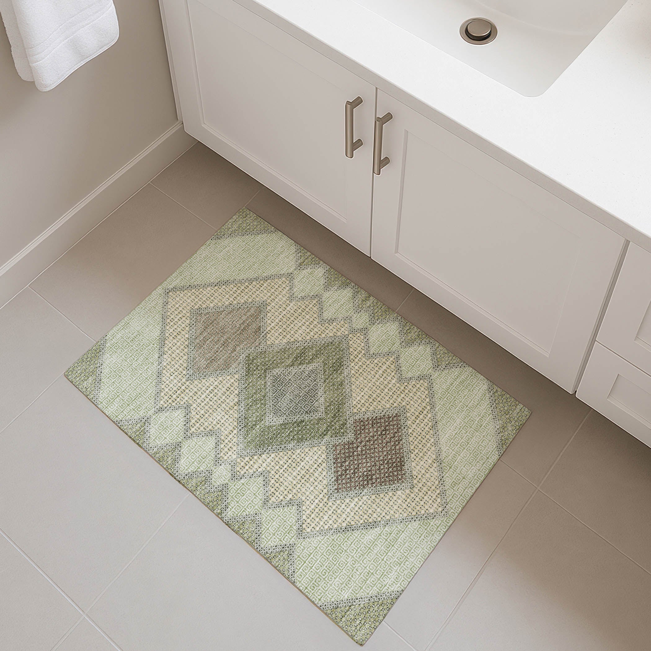 Sintra Machine Washable Transitional Green Rug 1'8" x 2'6" #shape_Rectangle