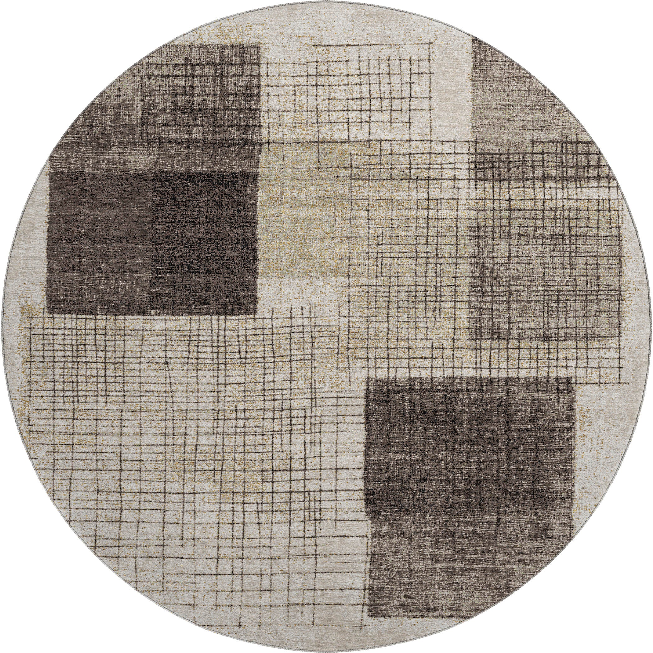 Bern Machine Washable Transitional Brown Rug 8' x 8' #shape_Round