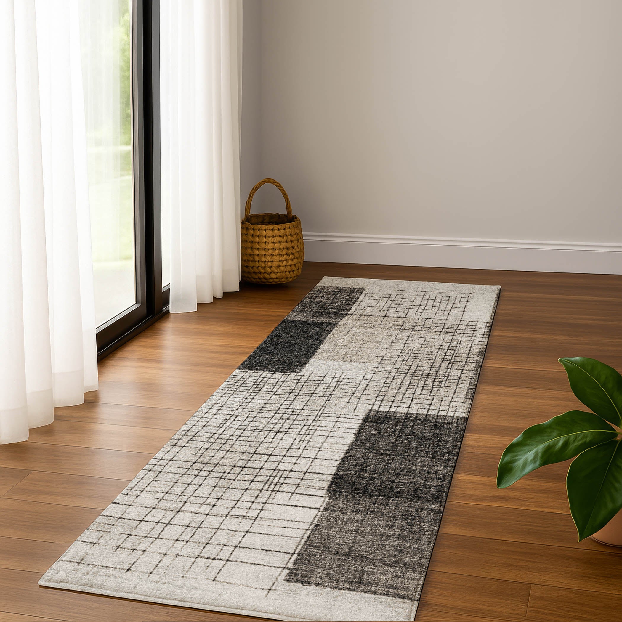 Bern Machine Washable Transitional Ivory Rug 2'3" x 7'6" #shape_Runner