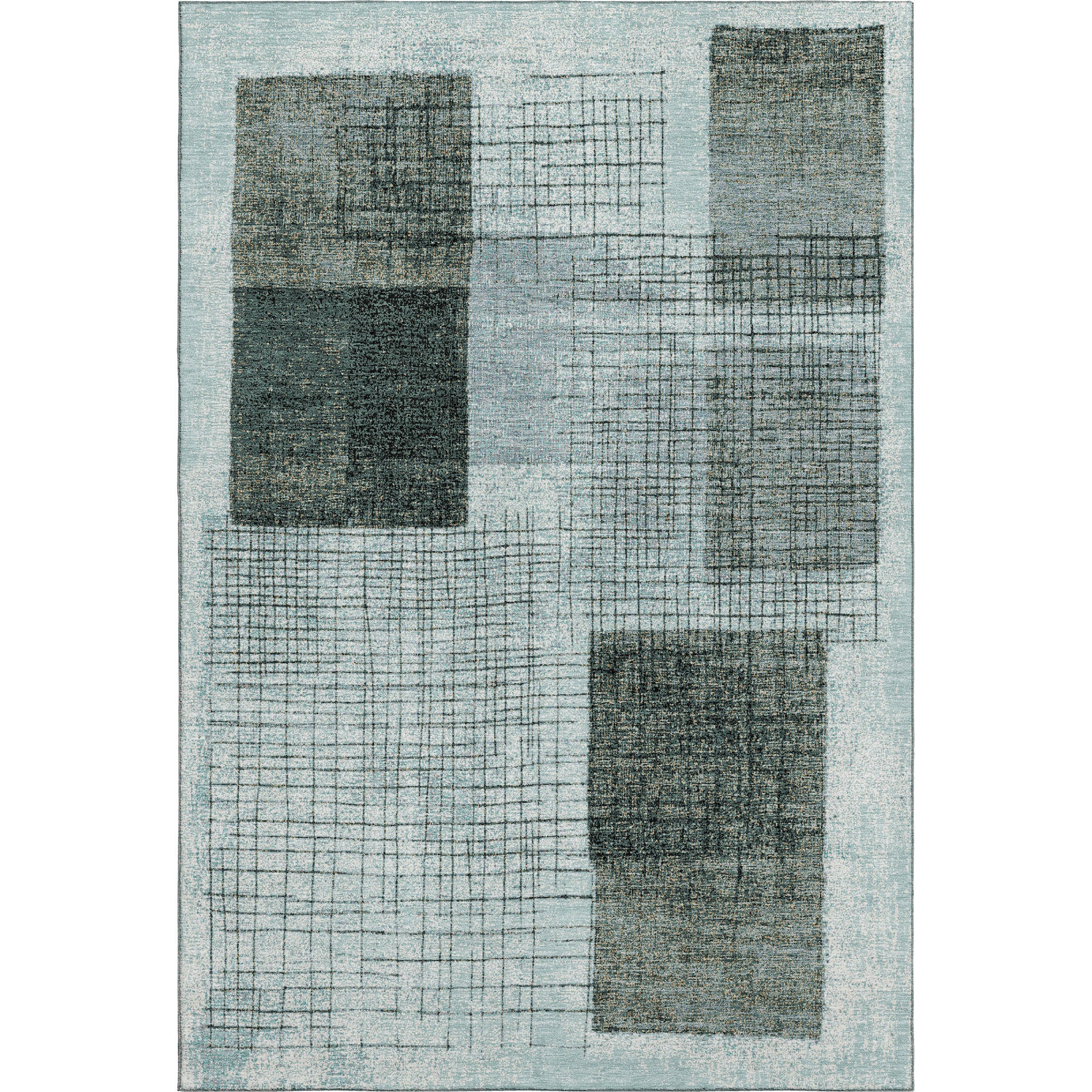 Bern Machine Washable Transitional Teal Rug 2'6" x 3'10" #shape_Rectangle