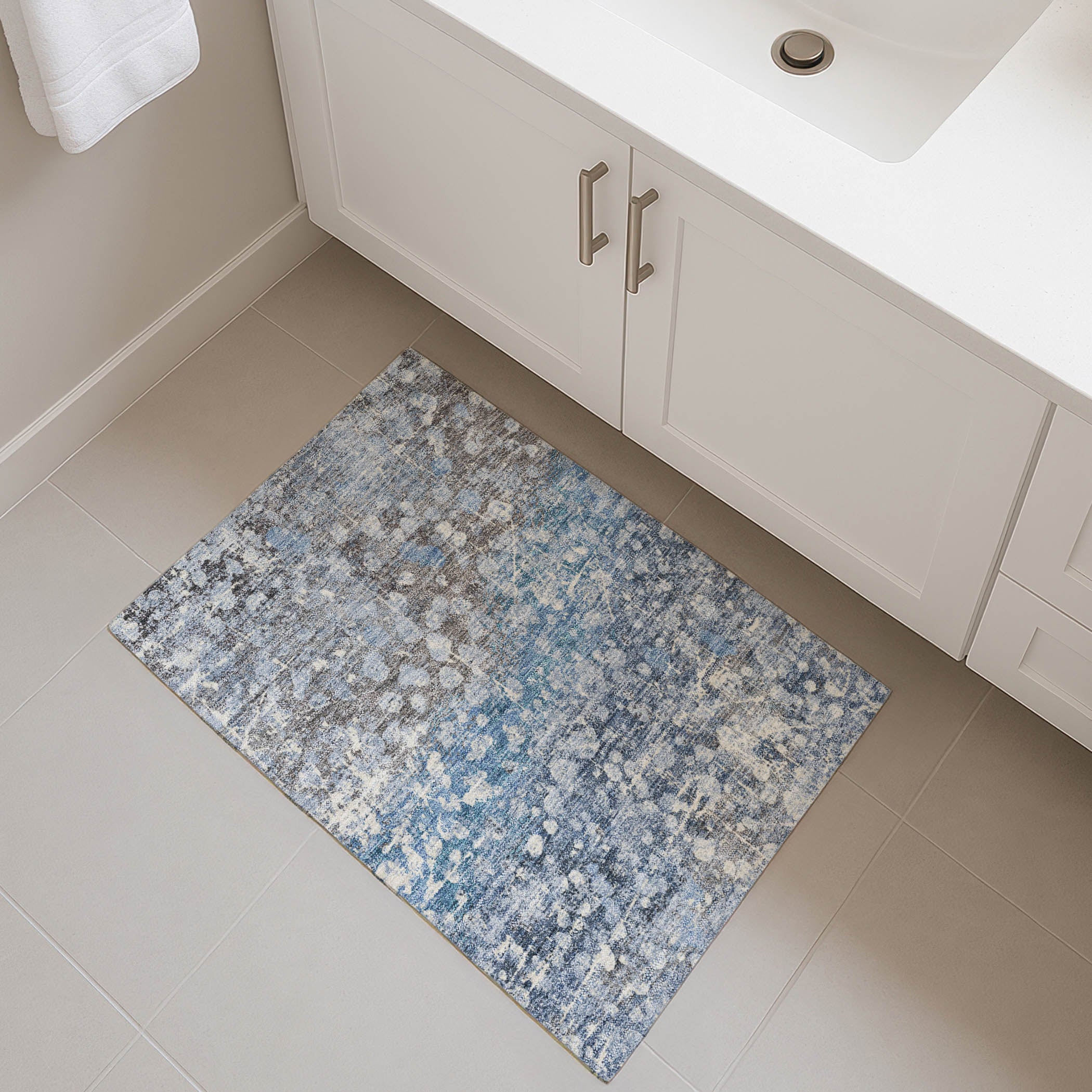 Bangkok Machine Washable Transitional Blue Rug 1'8" x 2'6" #shape_Rectangle