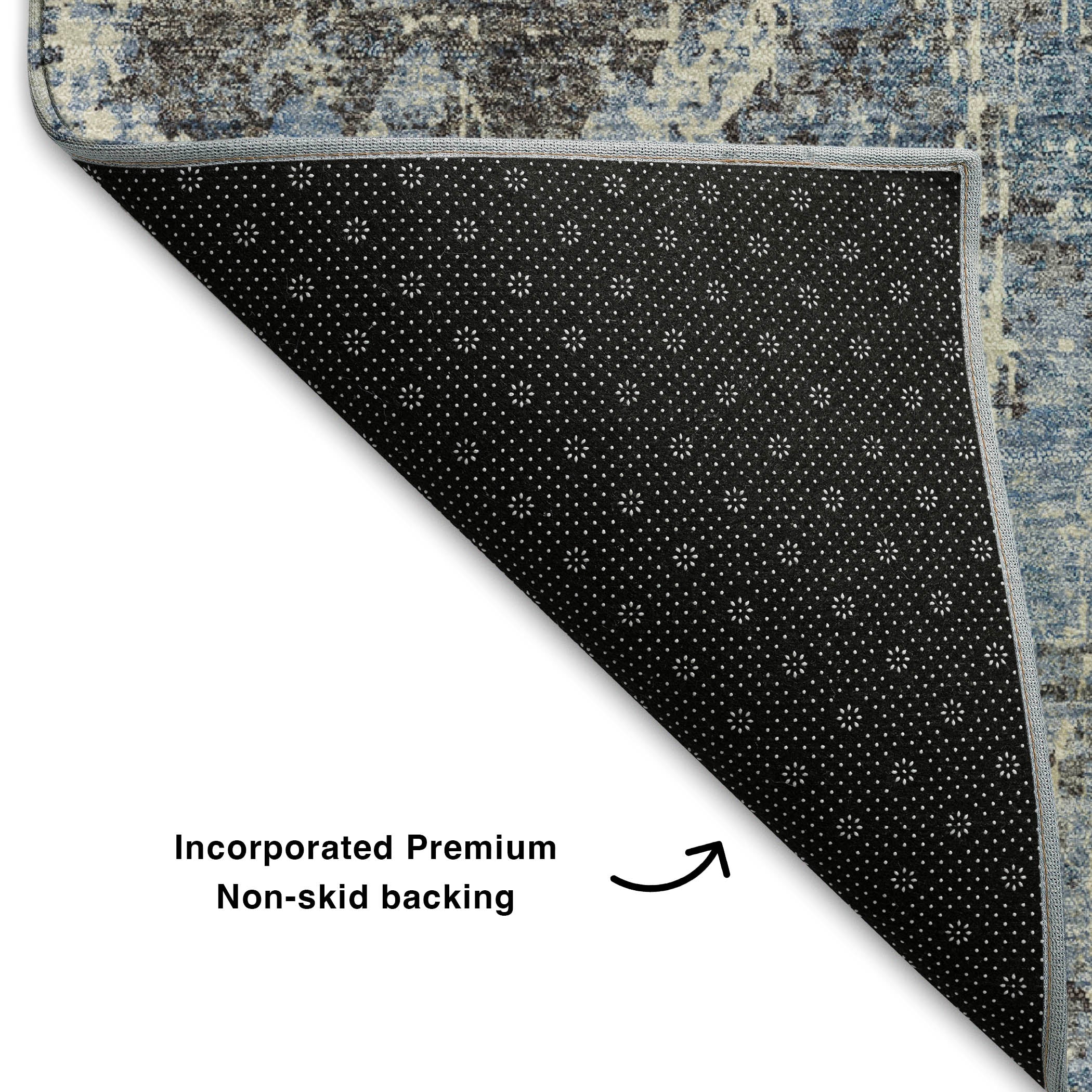 Bangkok Machine Washable Transitional Blue Rug 1'8" x 2'6" #shape_Rectangle