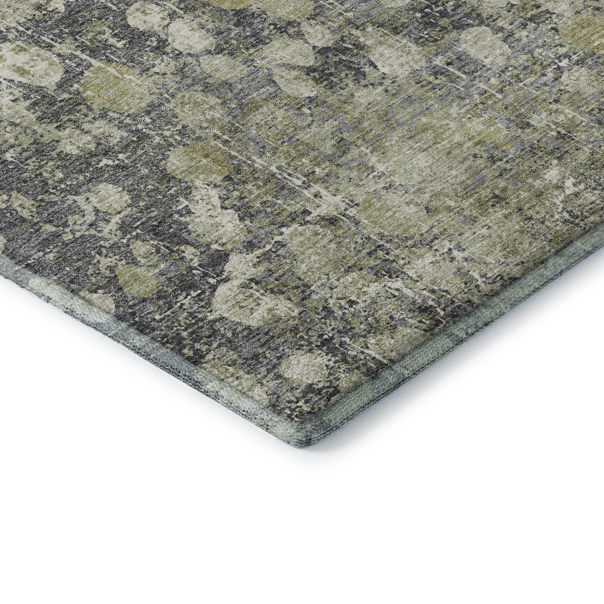 Bangkok Machine Washable Transitional Olive Green Rug 1'8" x 2'6" #shape_Rectangle