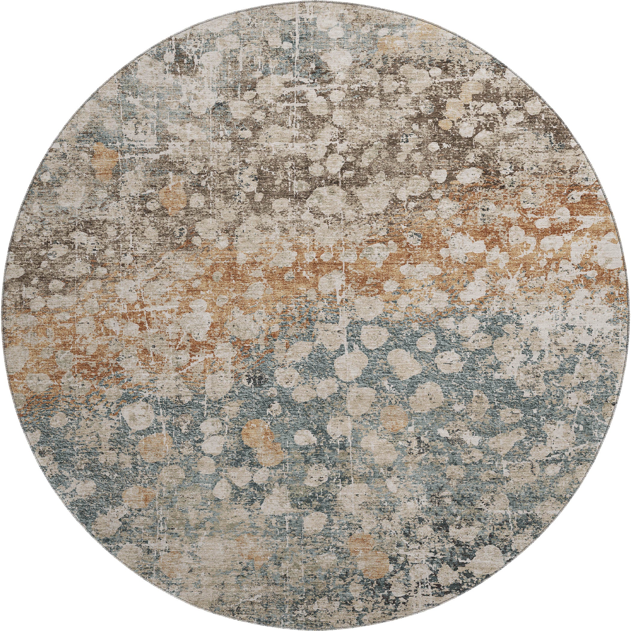 Bangkok Machine Washable Transitional Putty Ivory Rug 8' x 8' #shape_Round