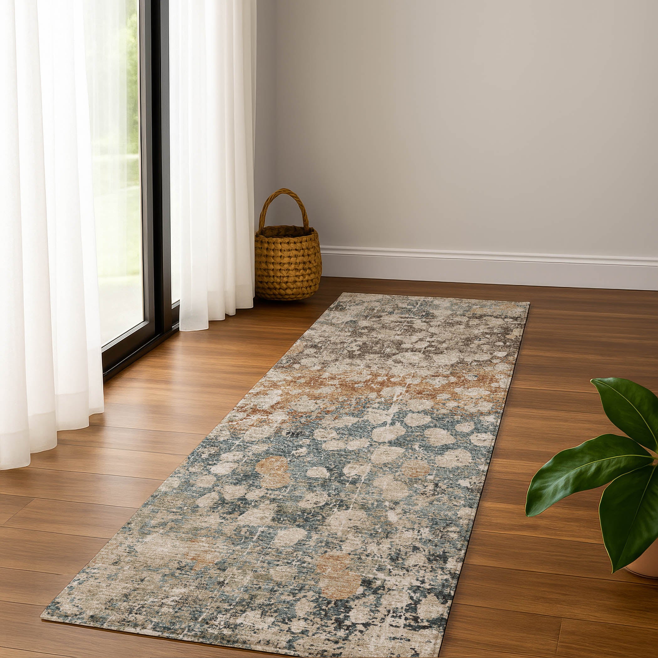 Bangkok Machine Washable Transitional Putty Ivory Rug 2'3" x 7'6" #shape_Runner