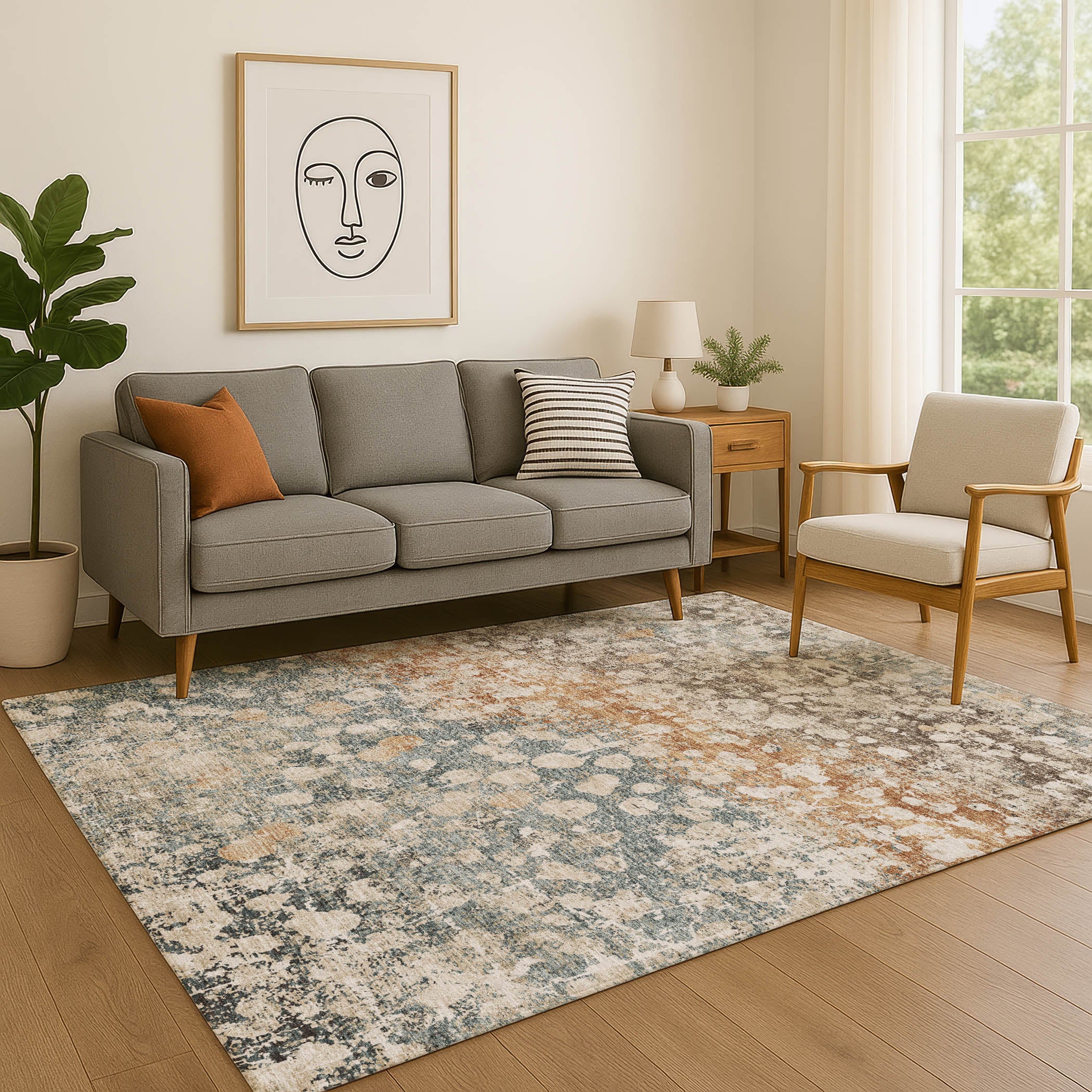 Bangkok Machine Washable Transitional Putty Ivory Rug 2'6" x 3'10" #shape_Rectangle