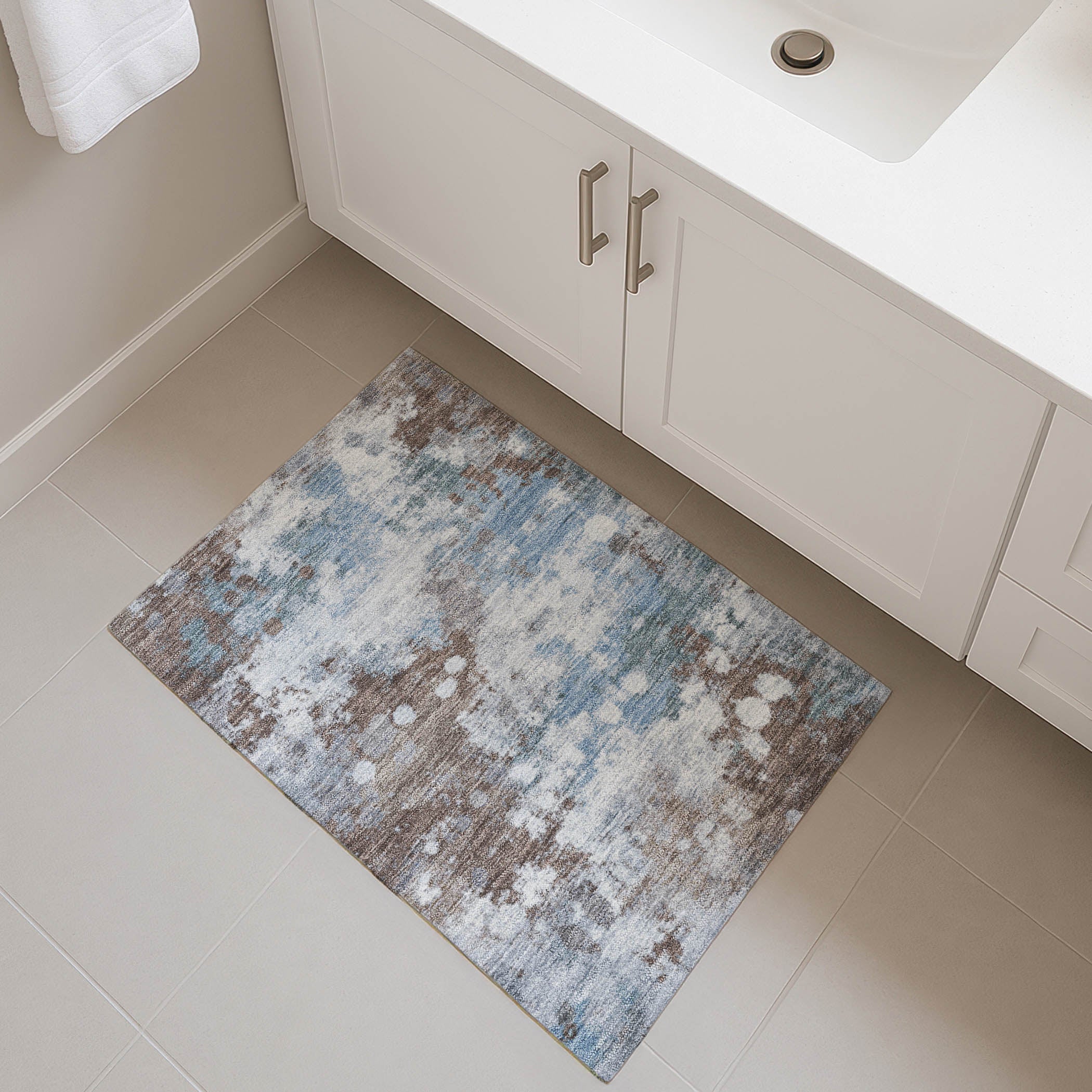 Porto Machine Washable Transitional Brown Rug 1'8" x 2'6" #shape_Rectangle