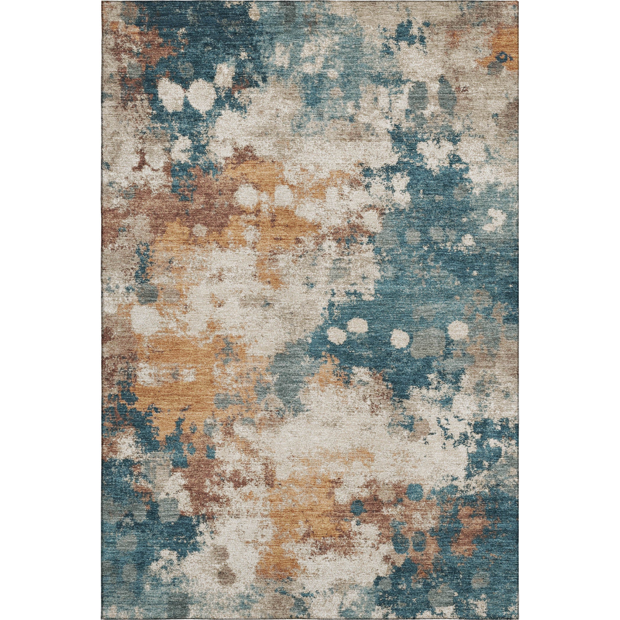 Porto Machine Washable Transitional Teal Rug 2'6" x 3'10" #shape_Rectangle