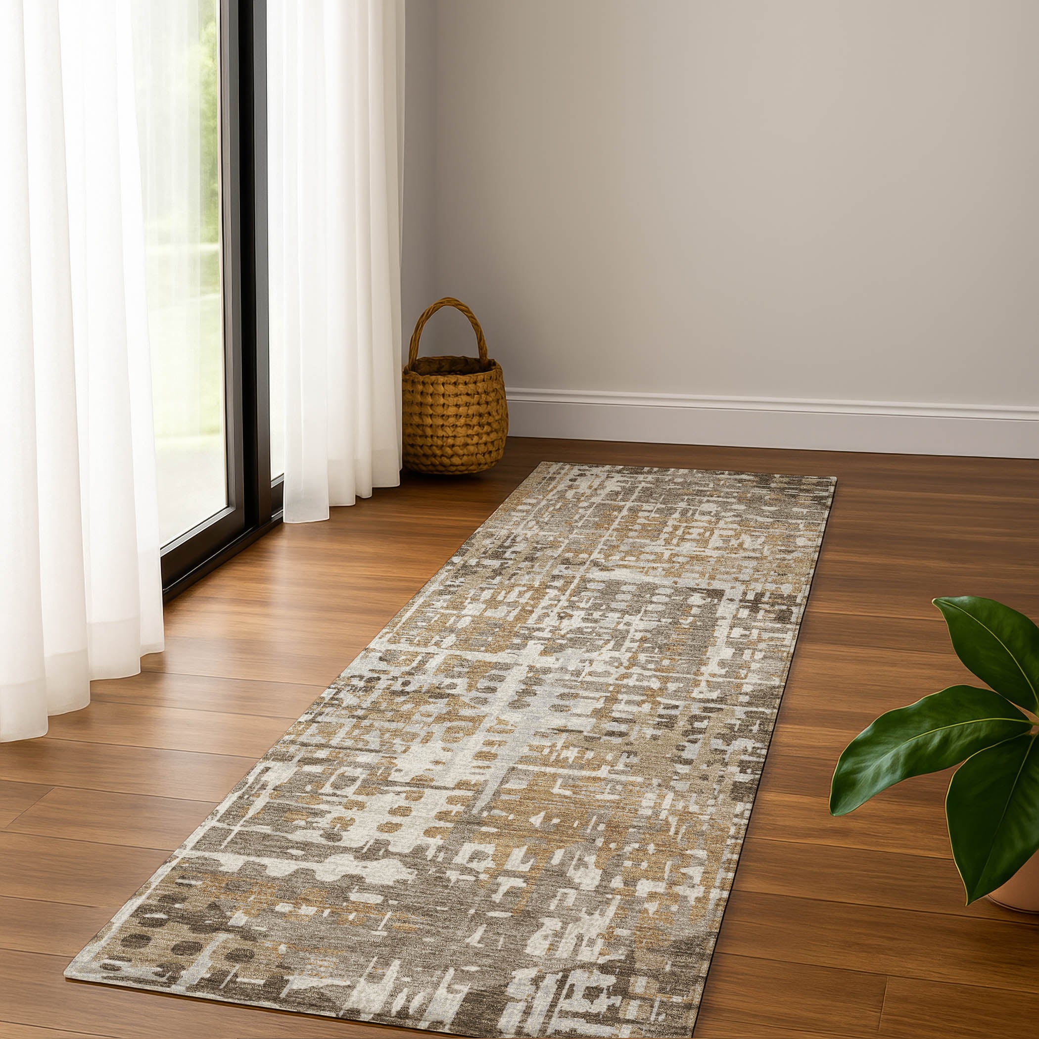 Jaipur Machine Washable Transitional Brown Rug 2'3" x 7'6" #shape_Runner