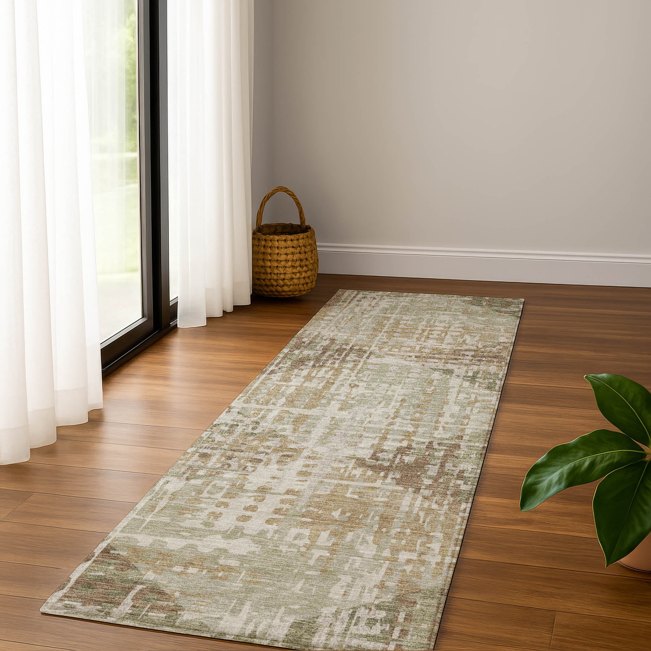 Jaipur Machine Washable Transitional Fern Green Rug 2'3" x 7'6" #shape_Runner