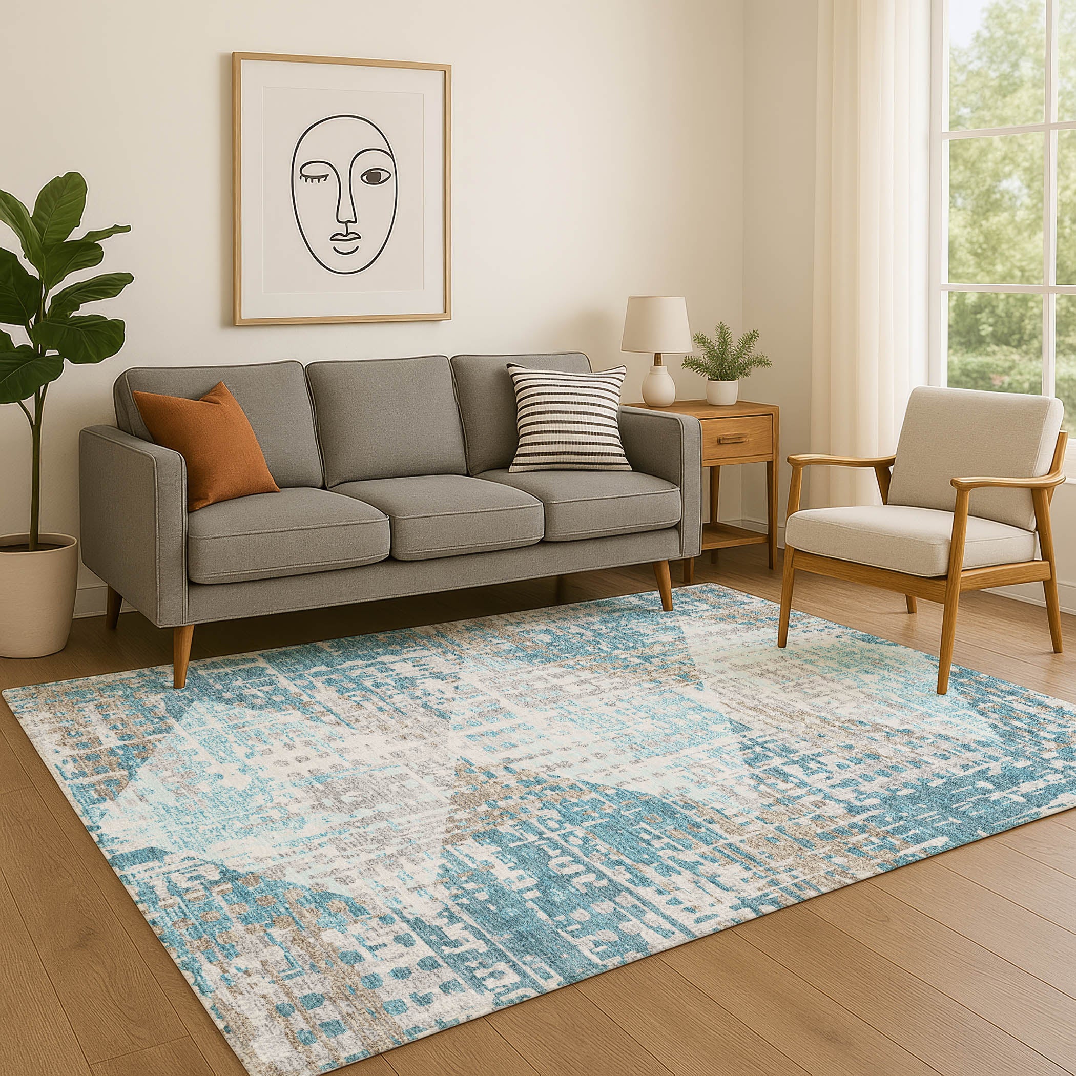 Jaipur Machine Washable Transitional Teal Rug 2'6" x 3'10" #shape_Rectangle