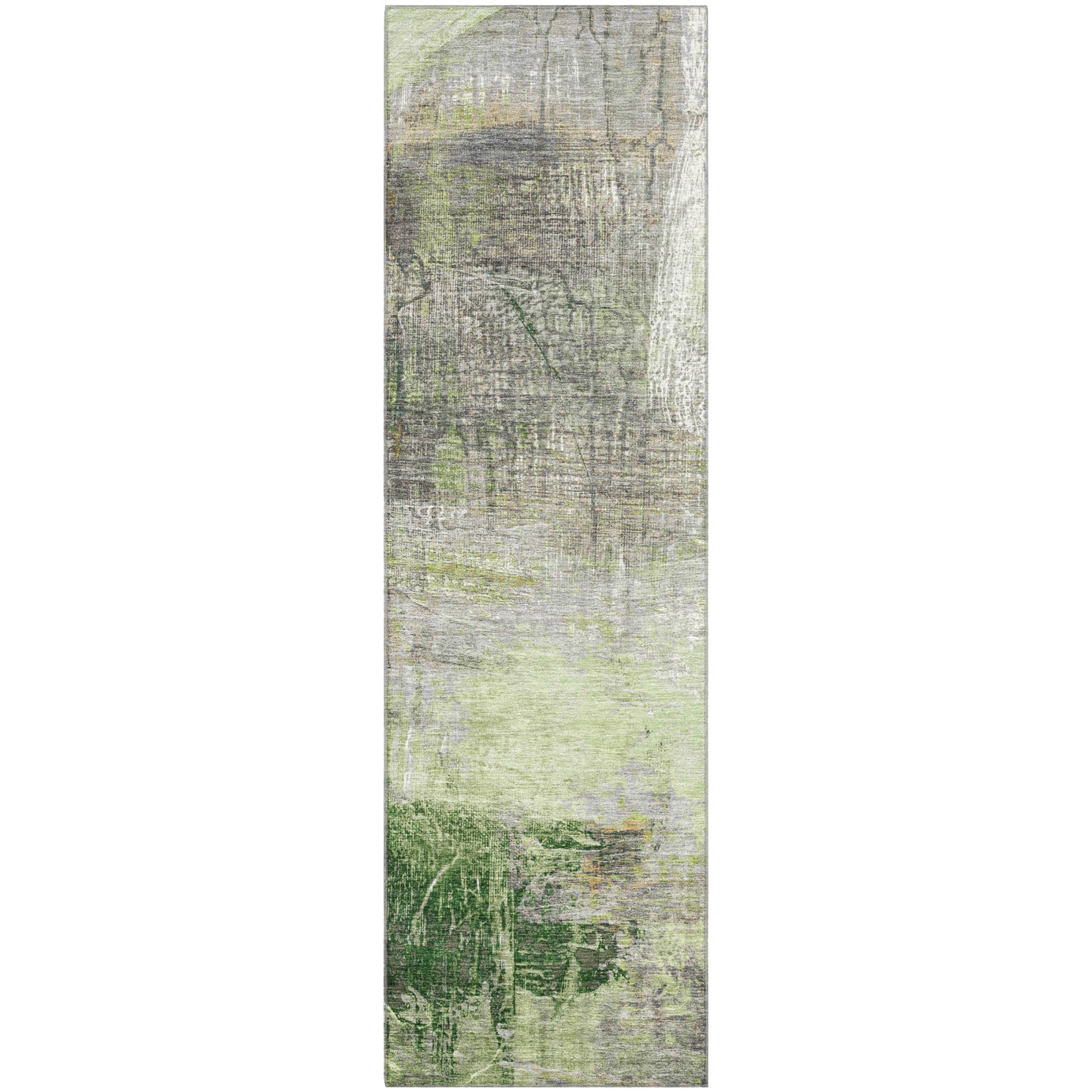 Luang Prabang Machine Washable Transitional Aloe Green Rug 2'3" x 7'6" #shape_Runner