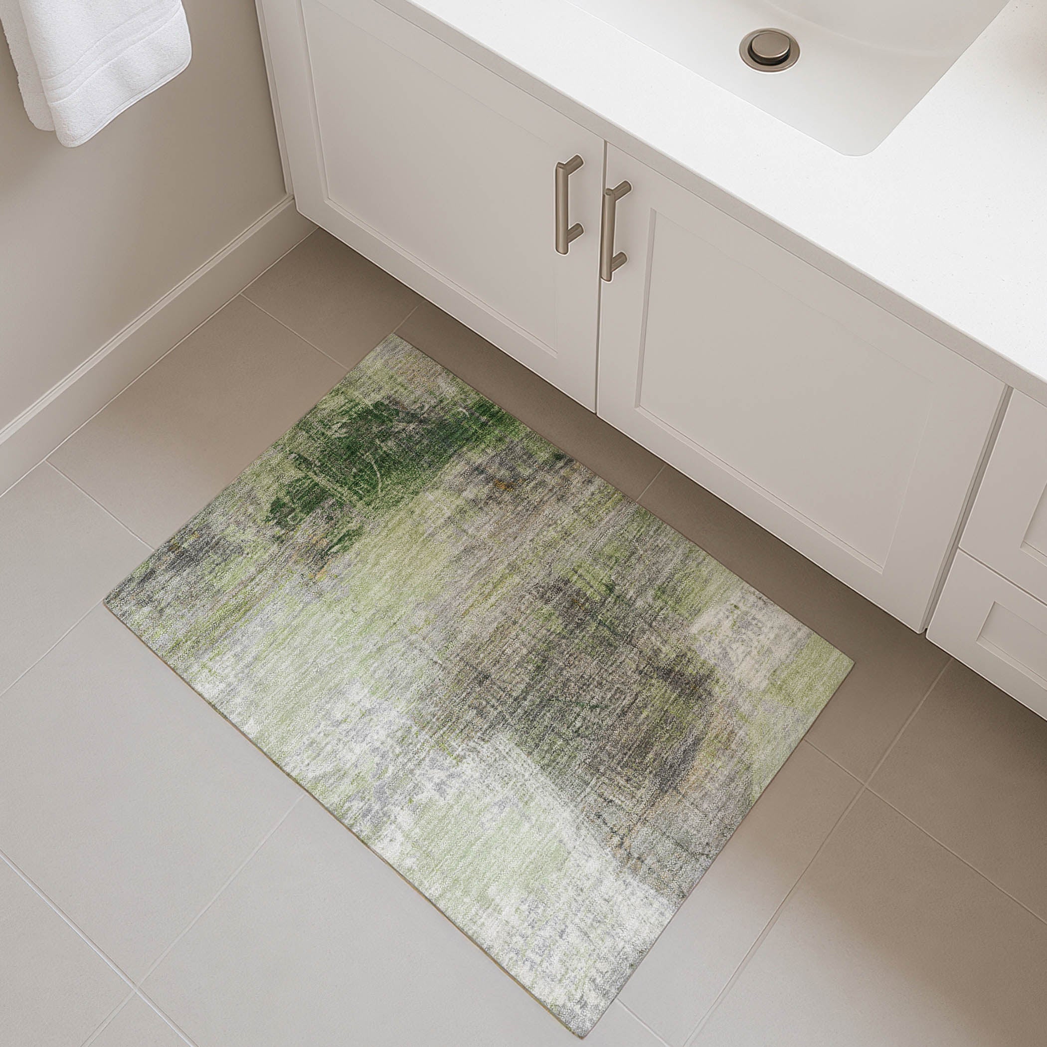 Luang Prabang Machine Washable Transitional Aloe Green Rug 1'8" x 2'6" #shape_Rectangle