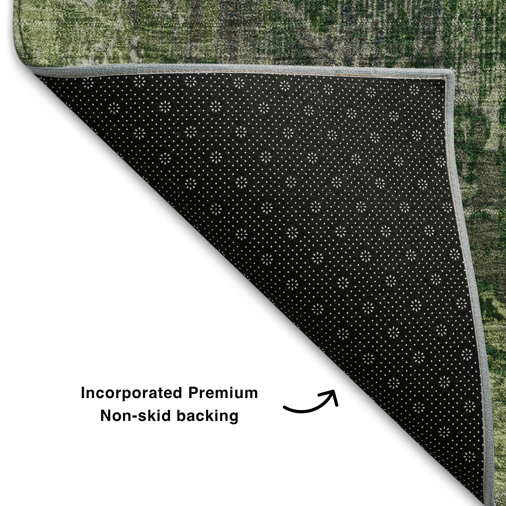 Luang Prabang Machine Washable Transitional Aloe Green Rug 1'8" x 2'6" #shape_Rectangle